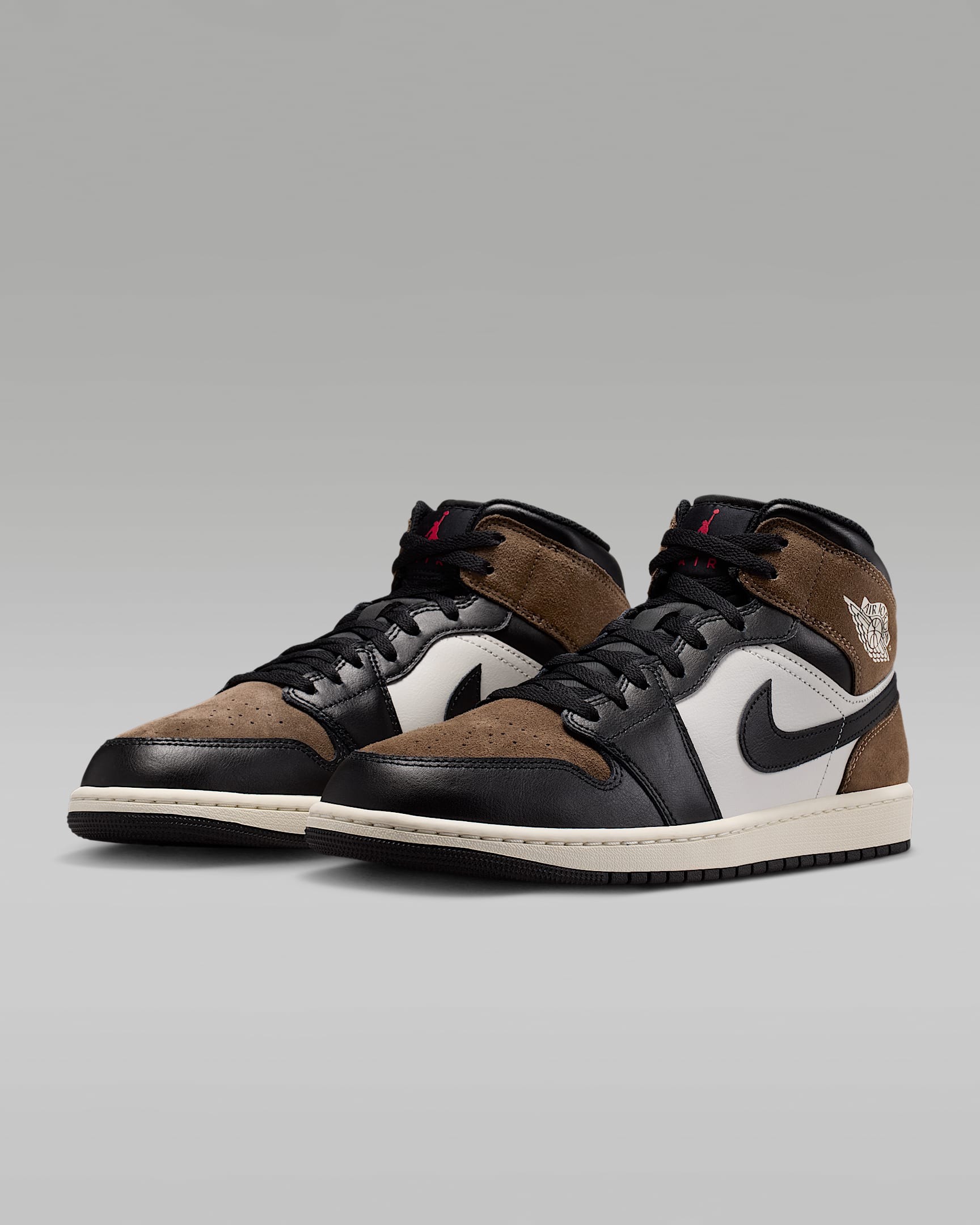 Air Jordan 1 Mid Men's Shoes - Black/Palomino/University Red/Phantom