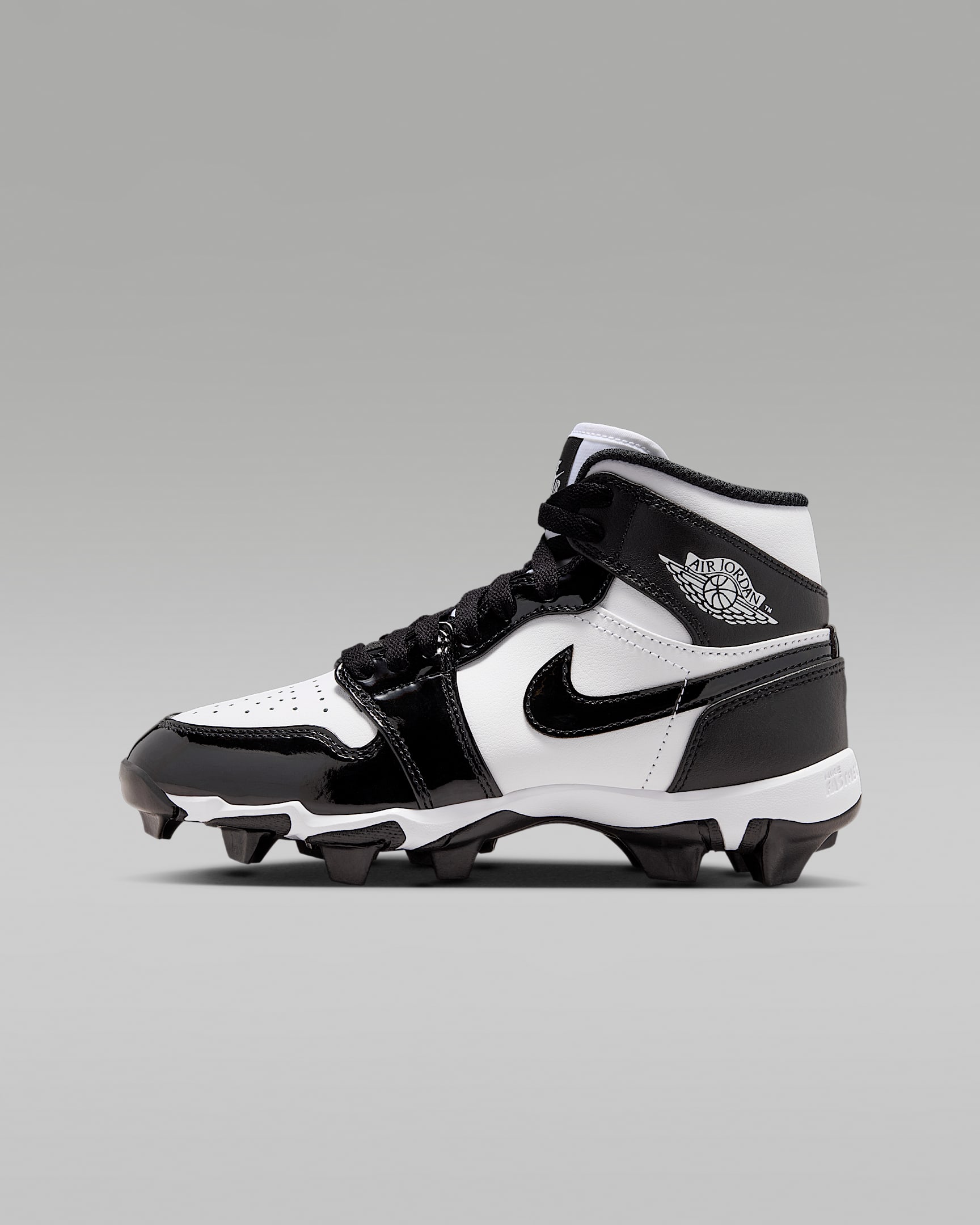 Jordan 1 Mid Little/Big Kids' Cleats - White/Black/Black