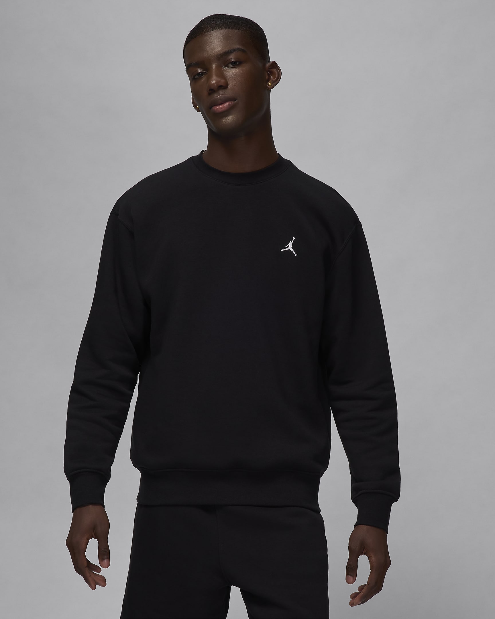 Jordan Brooklyn Fleece kerek nyakkivágású férfipulóver - Fekete/Fehér