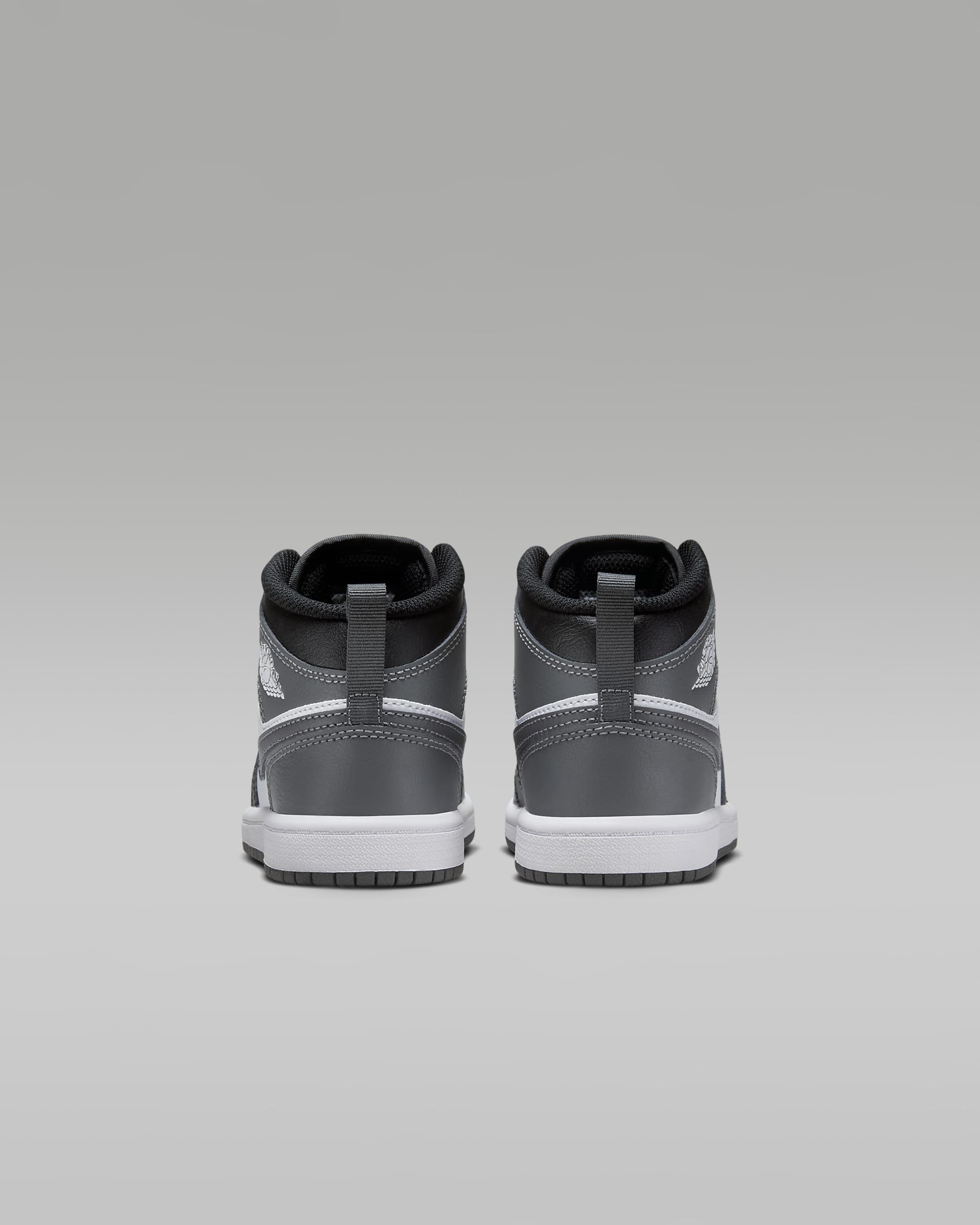 Jordan 1 Mid Little Kids' Shoes - Black/White/Iron Grey