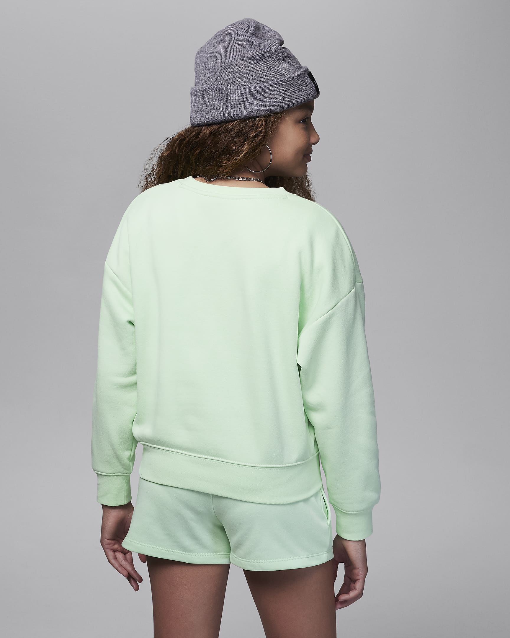 Jordan Icon Play Big Kids' Oversized Crew - Vapor Green