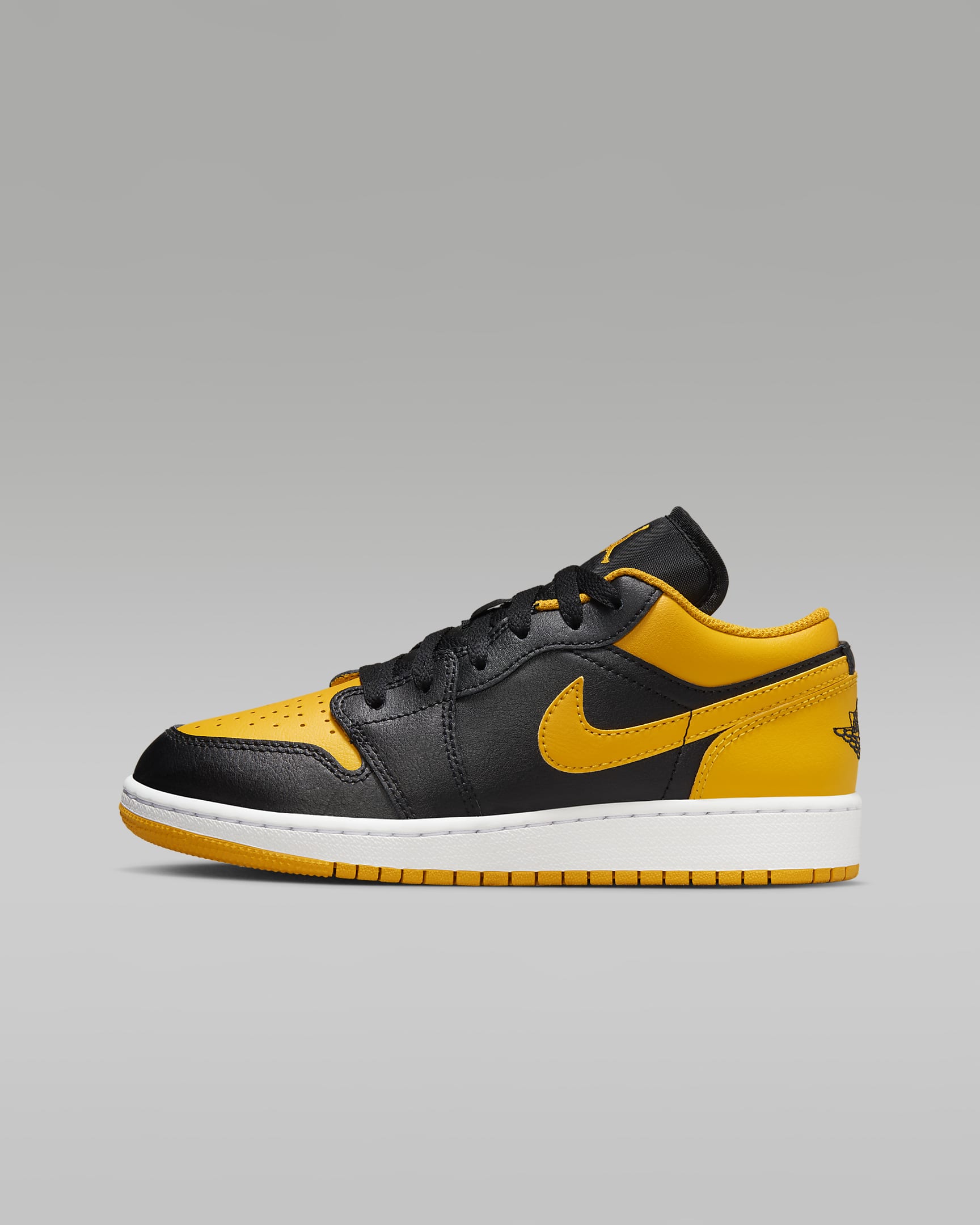 รองเท้าเด็กโต Air Jordan 1 Low - ดำ/ขาว/Yellow Ochre