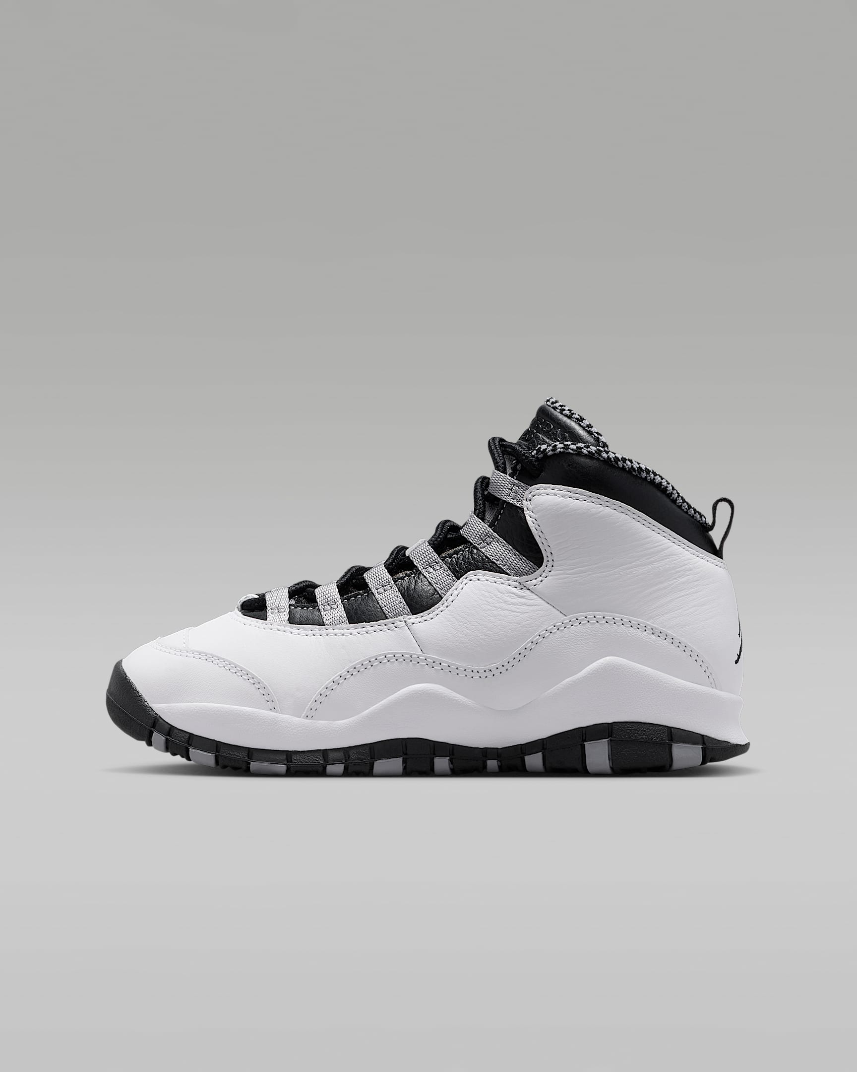Air Jordan 10 Retro Big Kids' Shoes - White/Light Steel Grey/Dark Powder Blue/Black