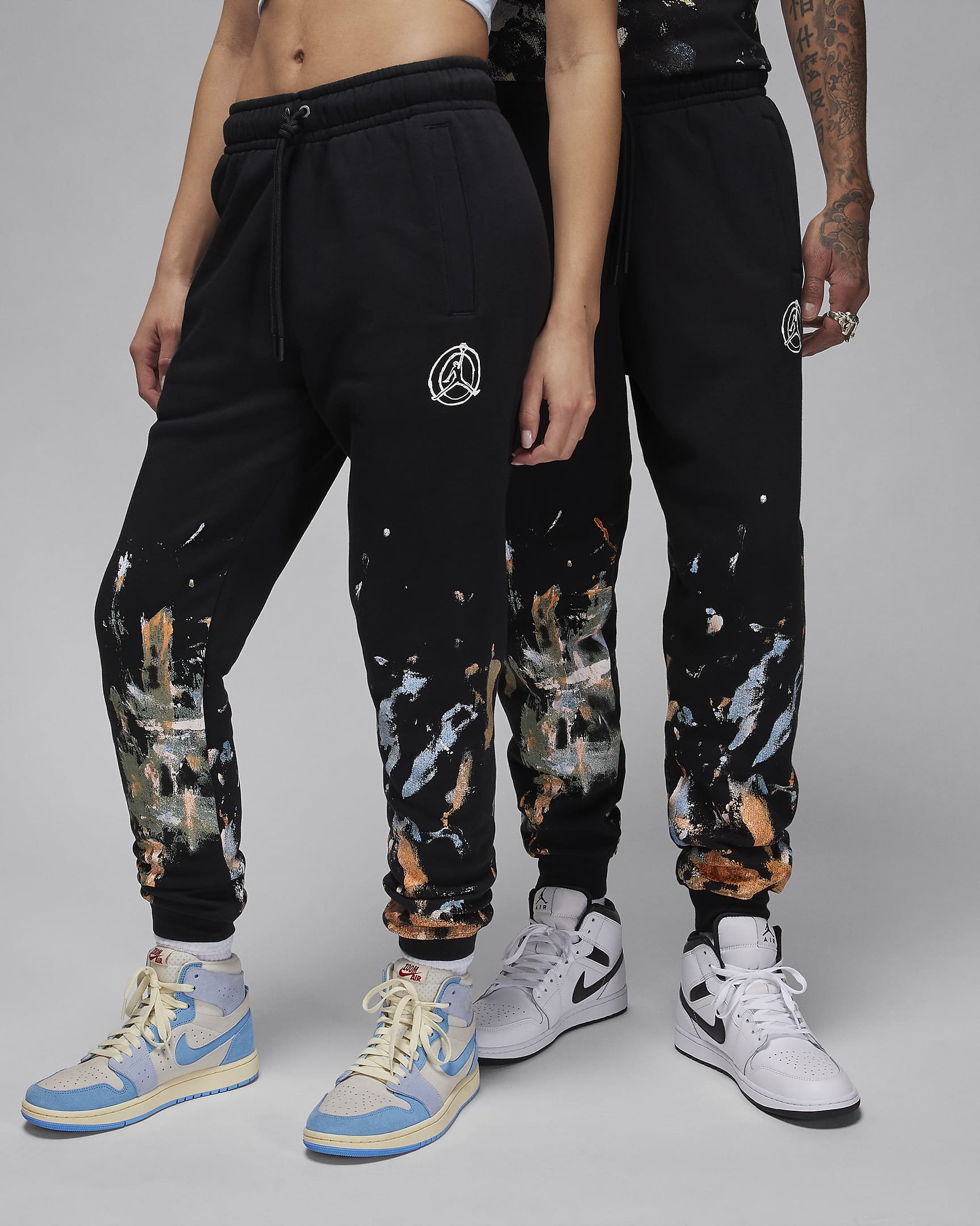 กางเกงขายาวผ้าฟลีซผู้ชาย Jordan Artist Series by Jammie Holmes - ดำ