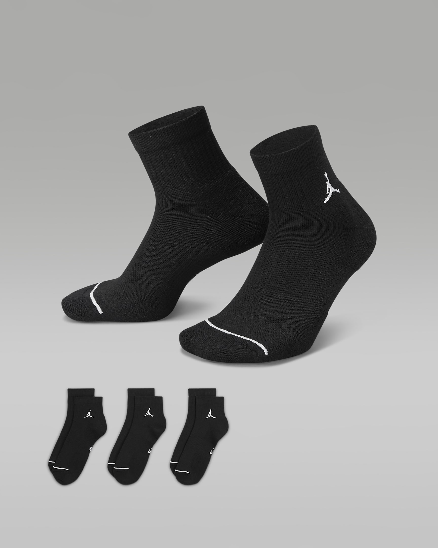 Jordan Everyday Ankle Socks (3 Pairs) - Black/White
