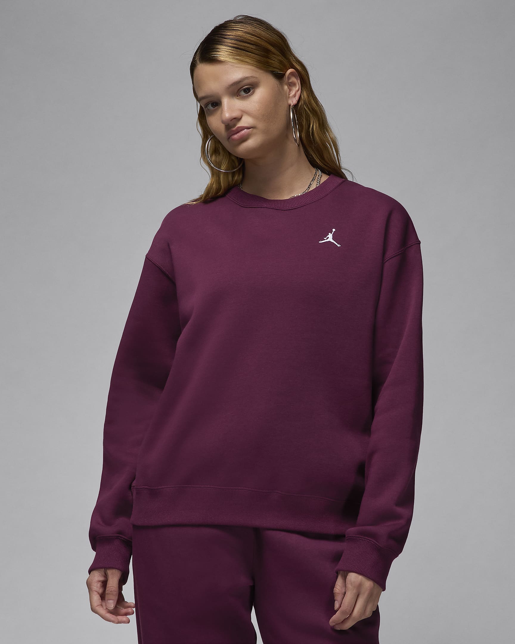 Jordan Brooklyn Fleece sweatshirt met ronde hals voor dames - Bordeaux/Wit