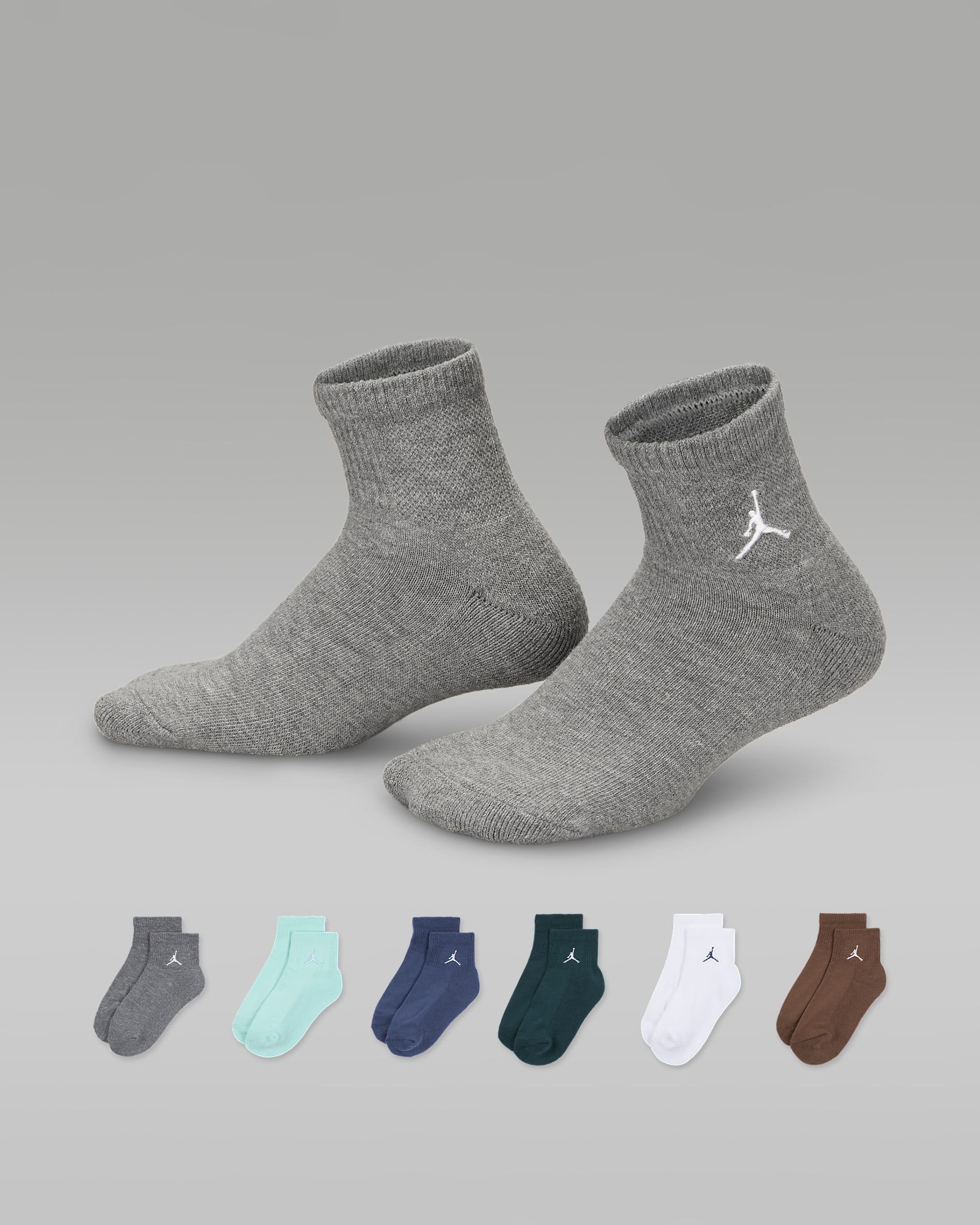 Jordan Everyday Essentials Big Kids' Ankle Socks (6 Pairs) - Oxidized Green