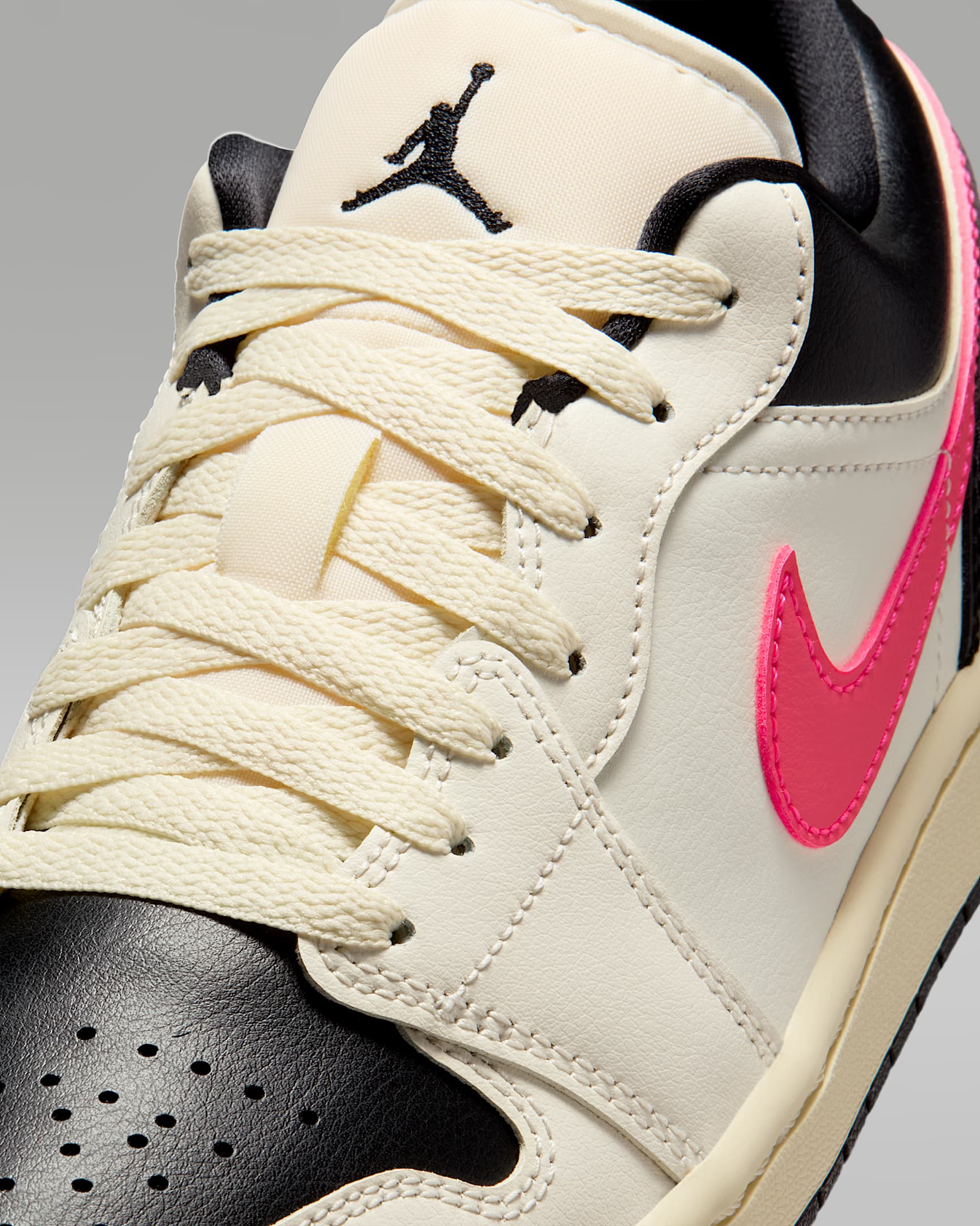 Air Jordan 1 Low Women's Shoes - Pale Ivory/Black/Muslin/Racer Pink