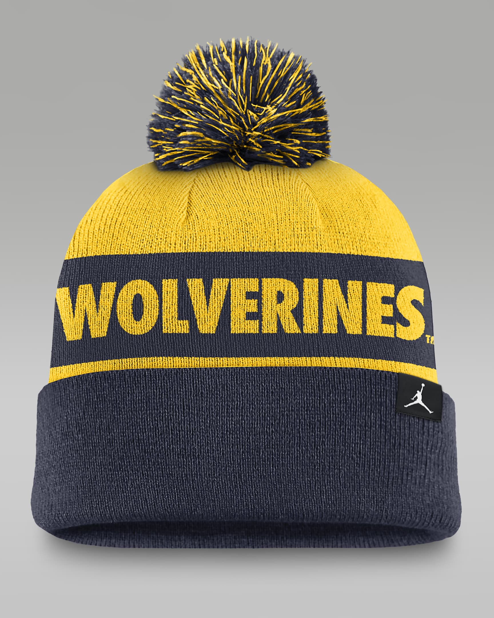 Michigan Wolverines Primetime Peak Men's Nike College Cuffed Pom Beanie - College Navy