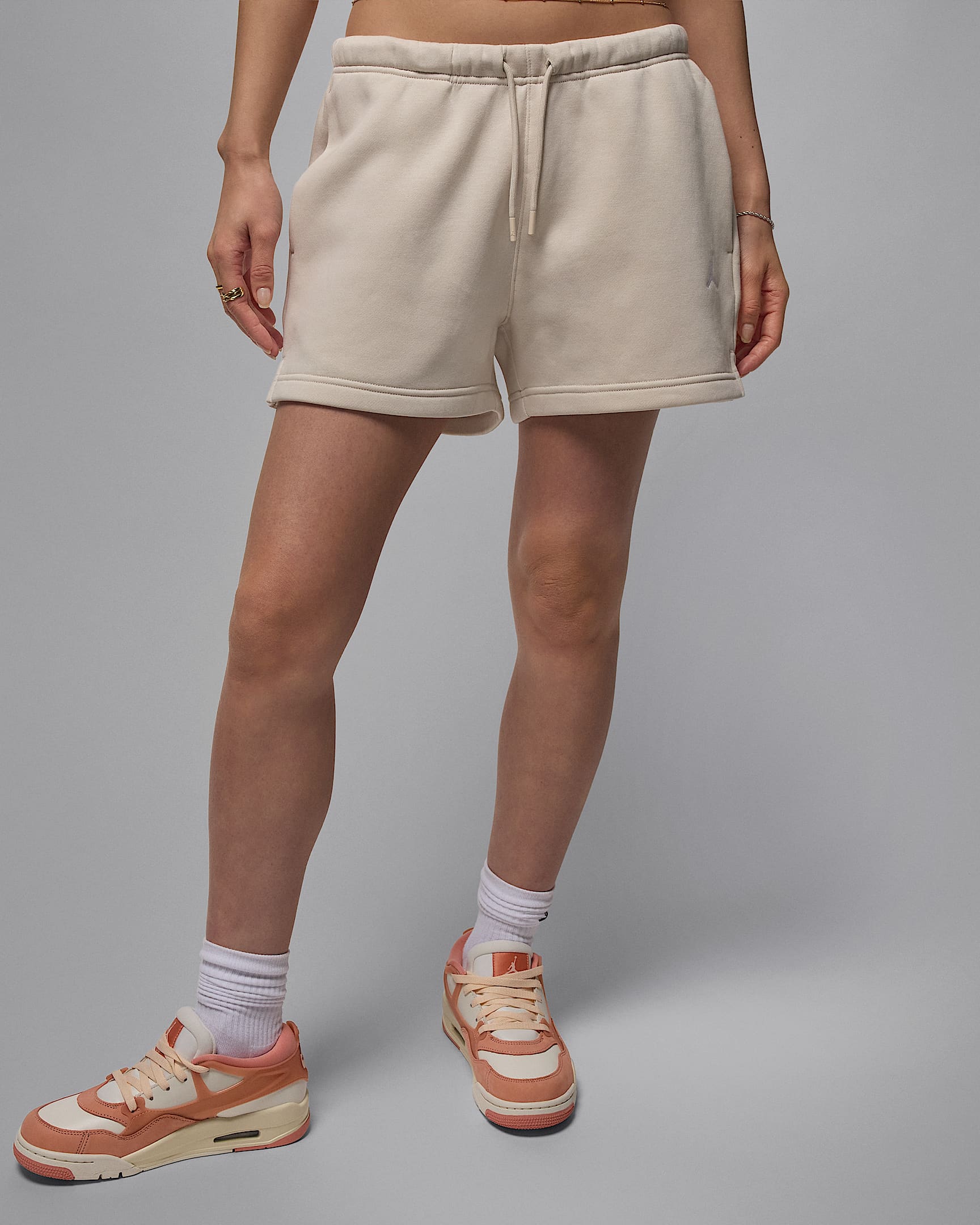 Jordan Brooklyn Fleece Women's Shorts - Light Orewood Brown/White