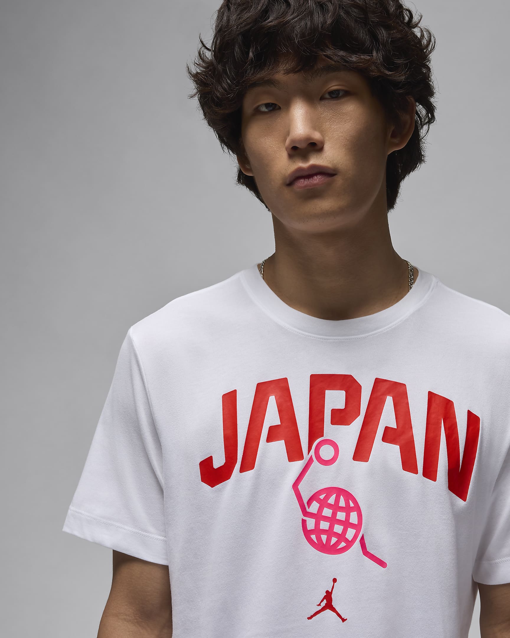 Japan Men's Jordan Basketball T-Shirt - White/White/Hyper Pink/Chile Red