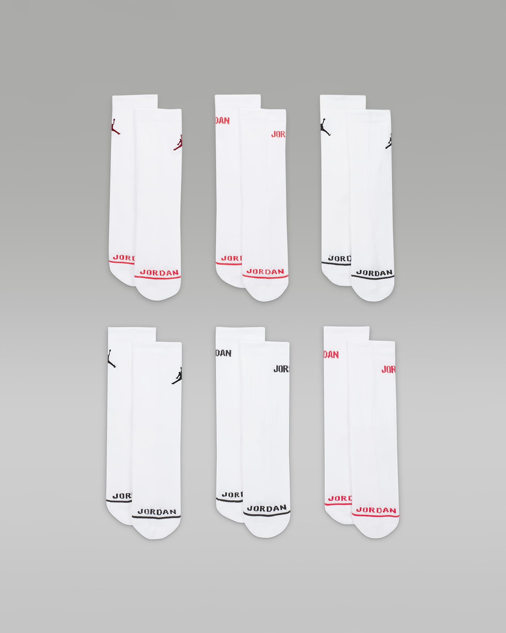 Jordan Legend Kids' Crew Socks Box Set (6-Pairs) - White