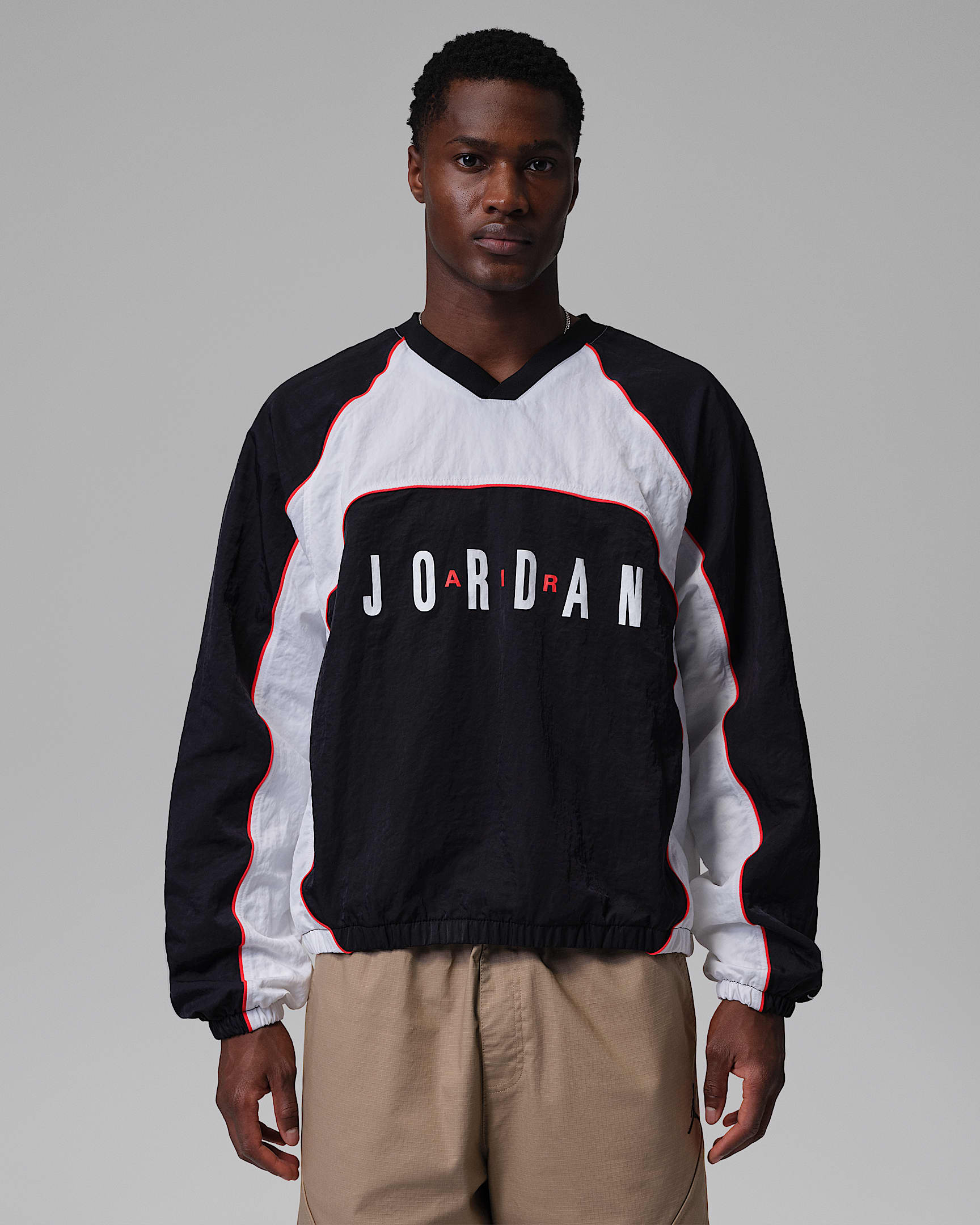 Jordan Flight Men's Long-Sleeve Warm-Up Top - Black/White/Chile Red/White