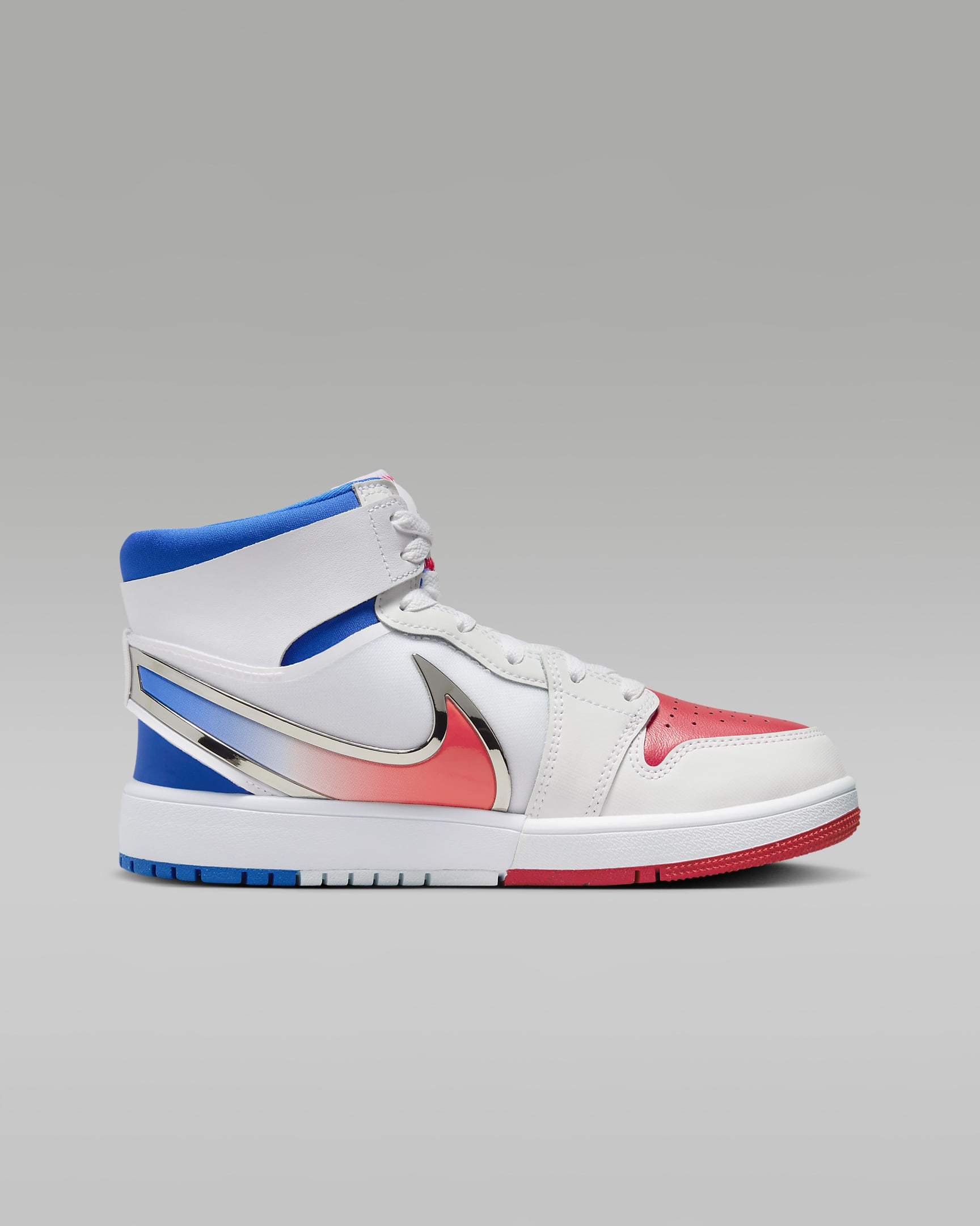 Jordan 1 Mid RM EasyOn Older Kids' Shoes - White/Racer Blue/Siren Red