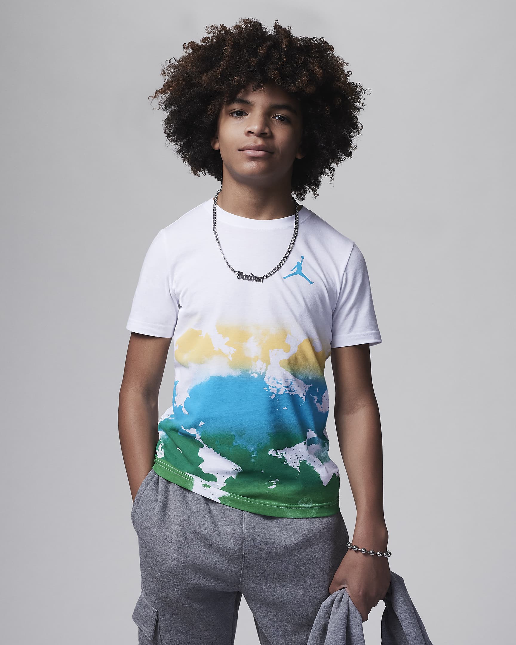 ジョーダン ウォーターカラー フェード アップ Tシャツ ジュニア (ボーイズ) Tシャツ - ホワイト