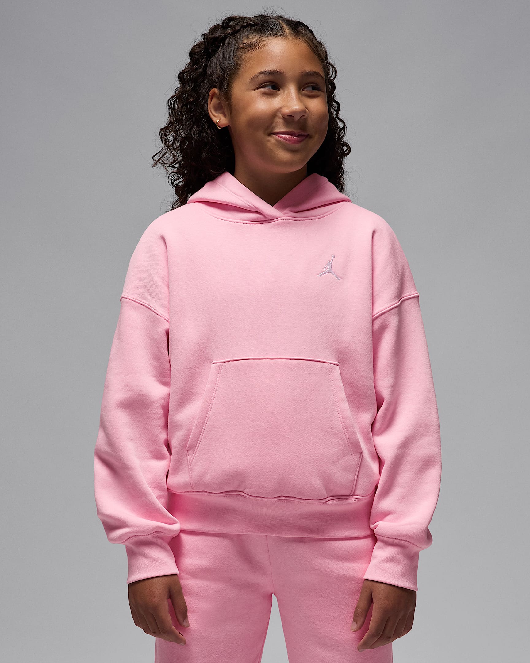 Jordan Brooklyn Fleece Big Kids' Pullover Hoodie - Medium Soft Pink