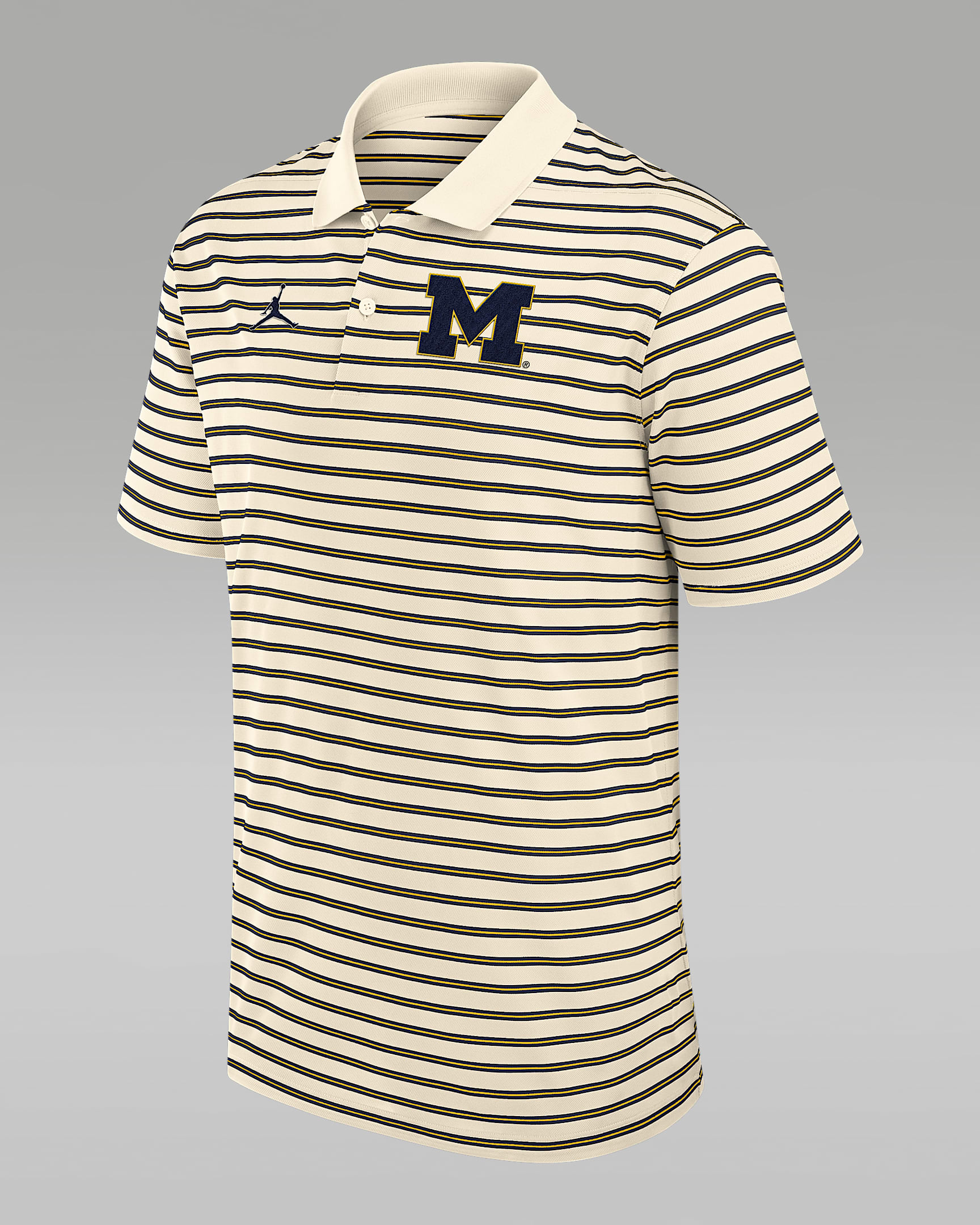 Michigan Striped Men's Jordan Brand Dri-FIT College Polo - Tan/Beige