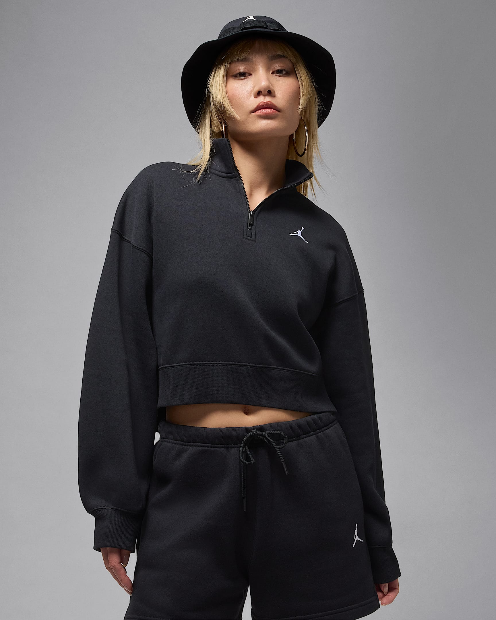 Jordan Brooklyn Fleece Women's 1/4-Zip Top - Black/White