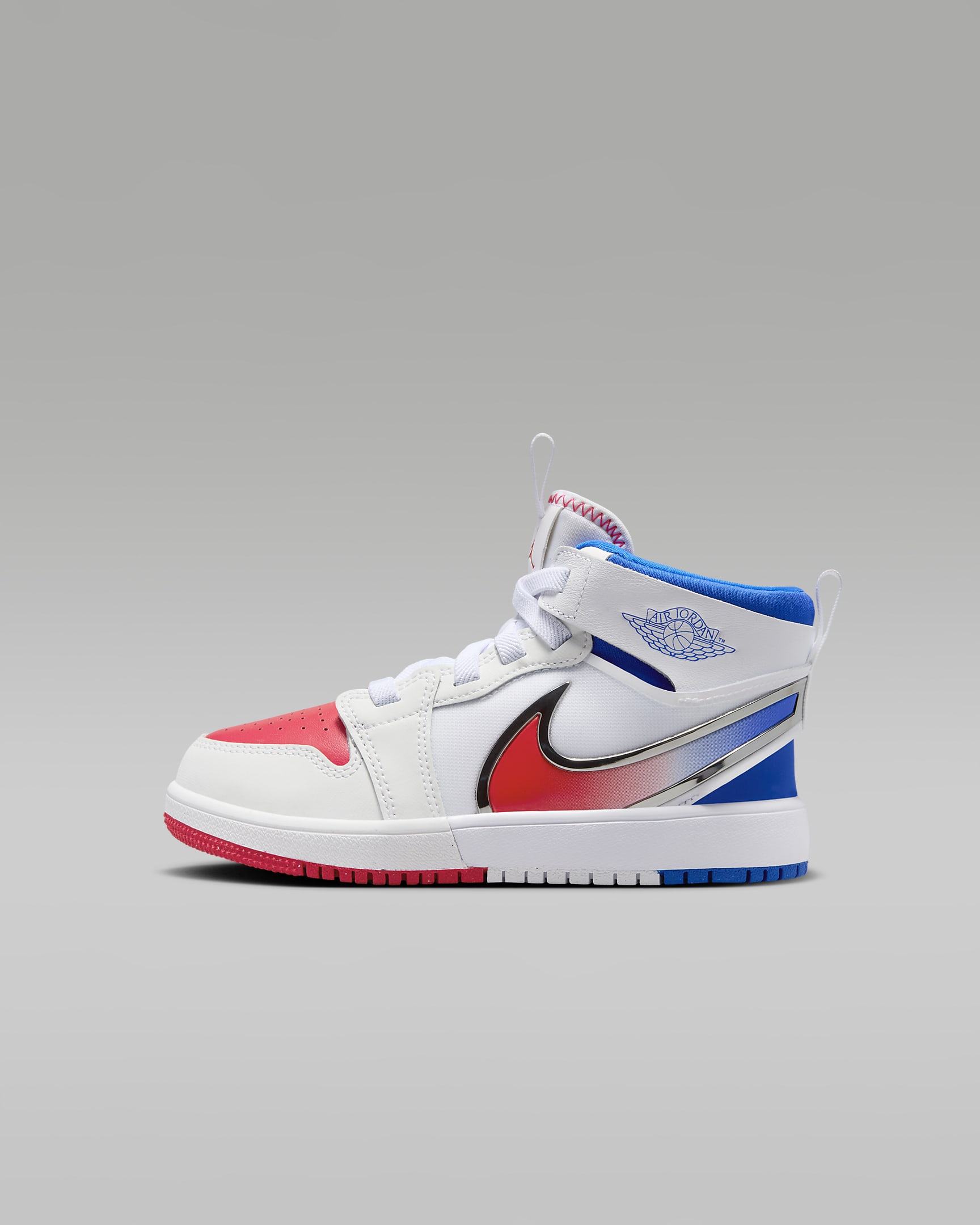 Jordan 1 Mid RM EasyOn Little Kids' Shoes - White/Racer Blue/Siren Red