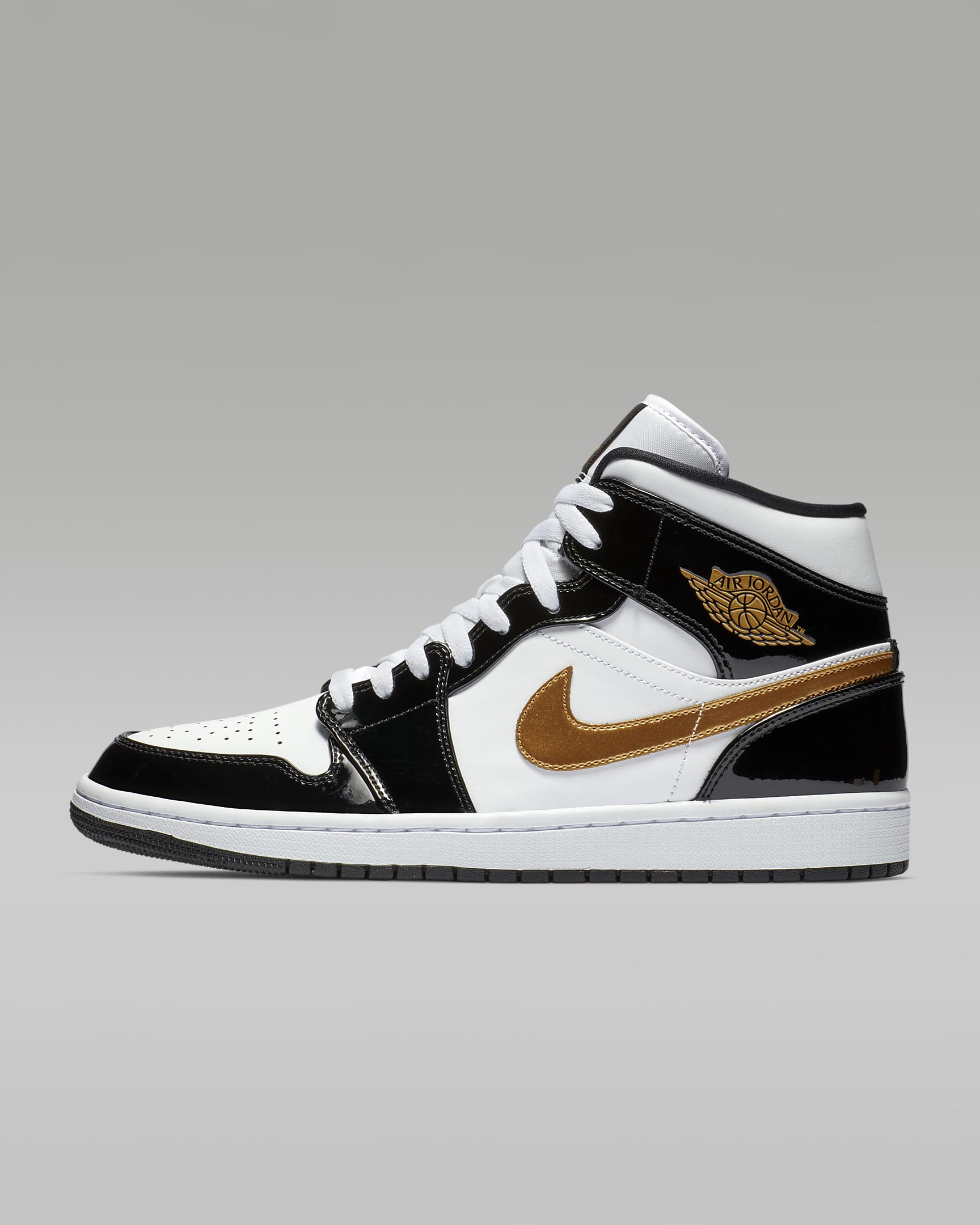 Air Jordan 1 Mid SE Men's Shoes - Black/White/Metallic Gold