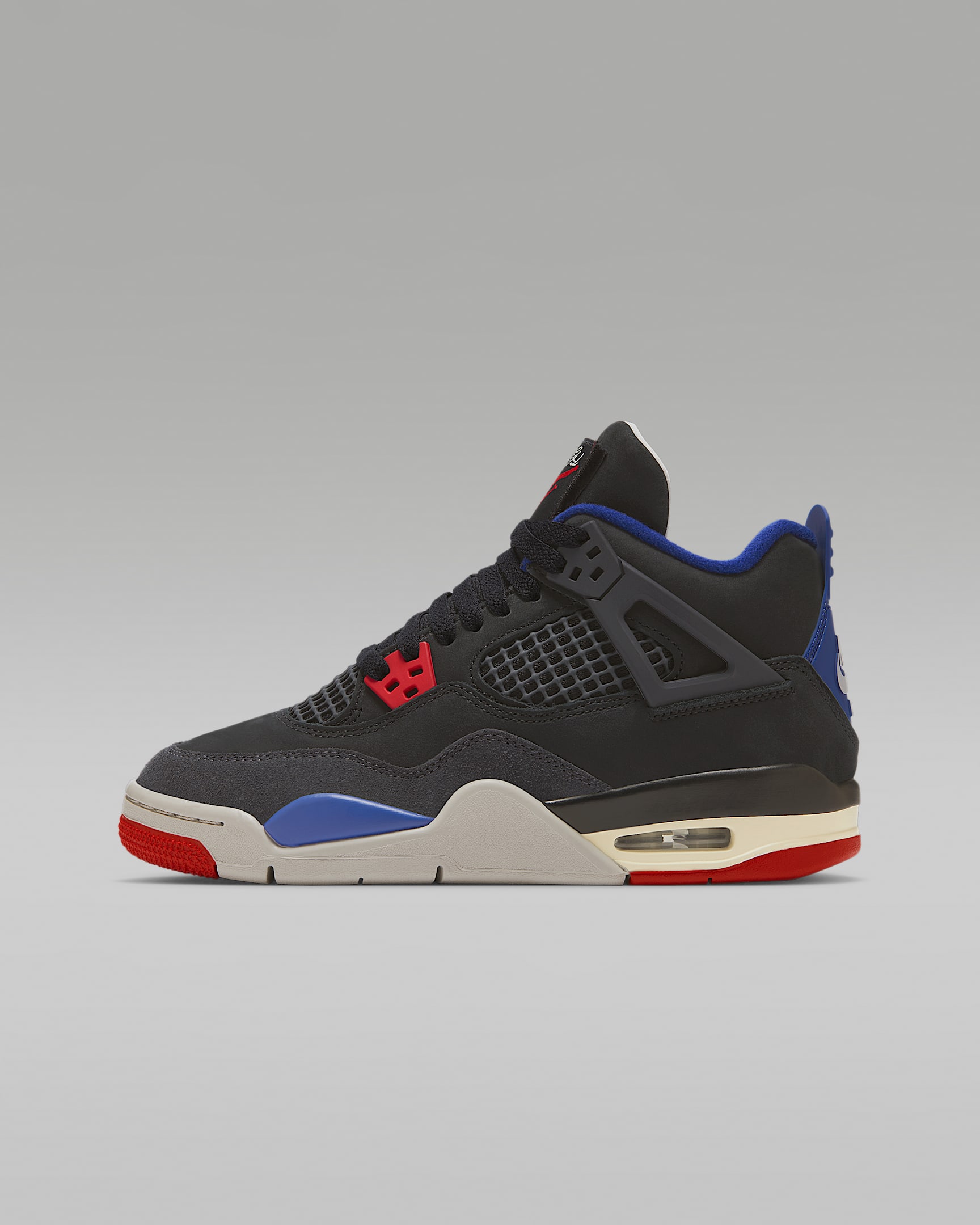 Air Jordan 4 Retro Big Kids' Shoes - Black/Deep Royal Blue/Dark Smoke Grey/Fire Red
