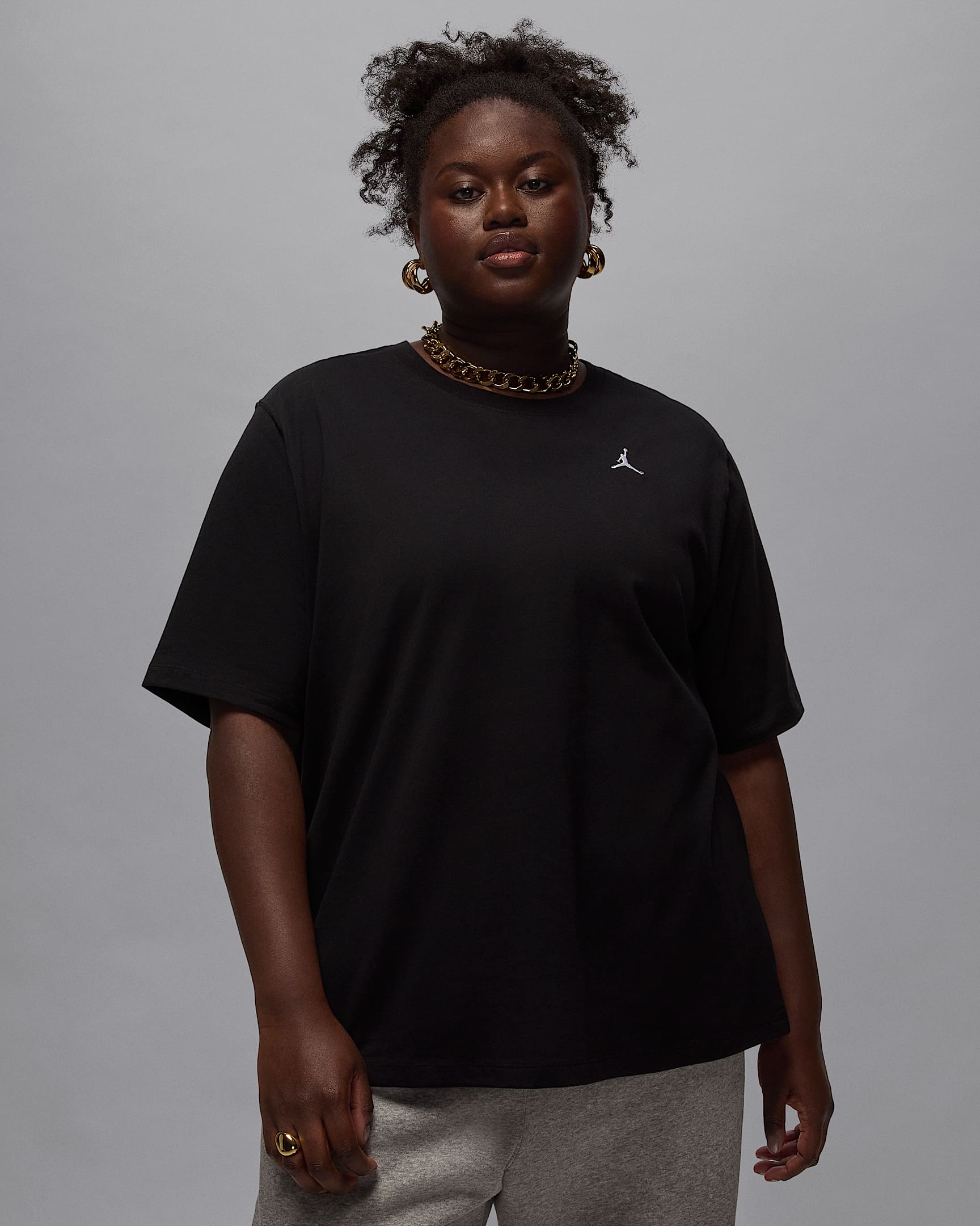 Jordan Essentials Girlfriend-T-Shirt für Damen (große Größe) - Schwarz/Weiß