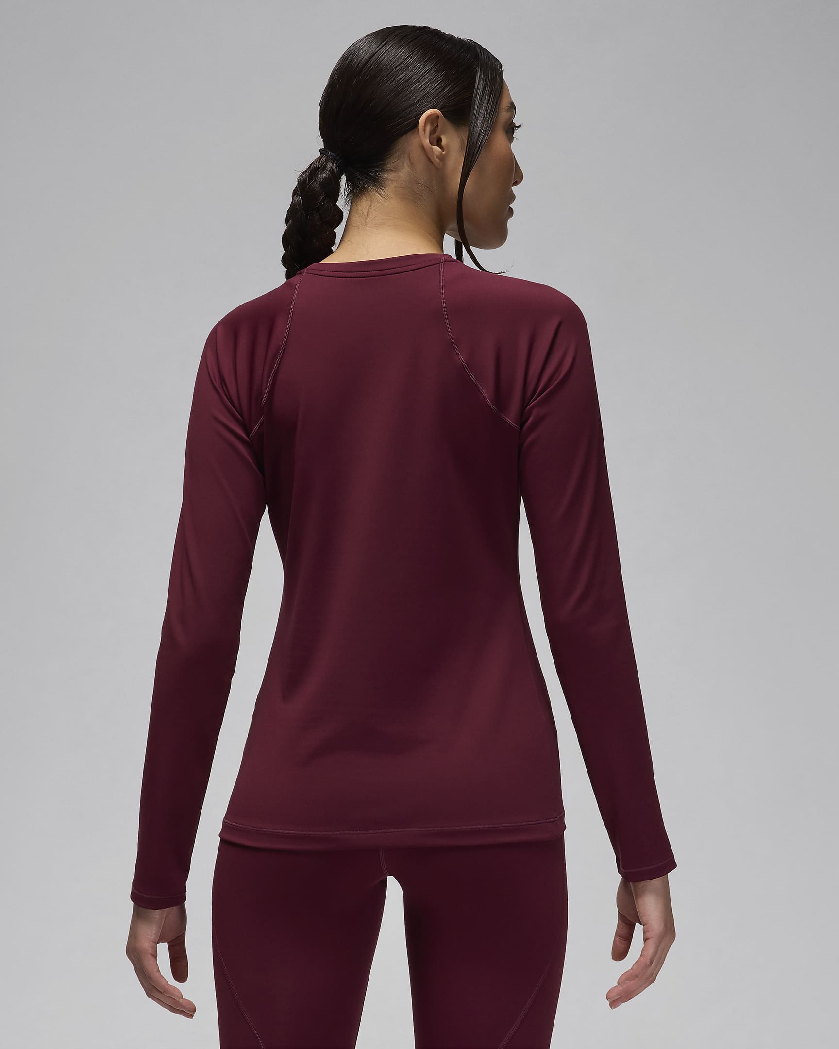 Jordan Sport Double Threat Women's Long-Sleeve Top - Night Maroon/Orange Pulse/Burgundy Ash