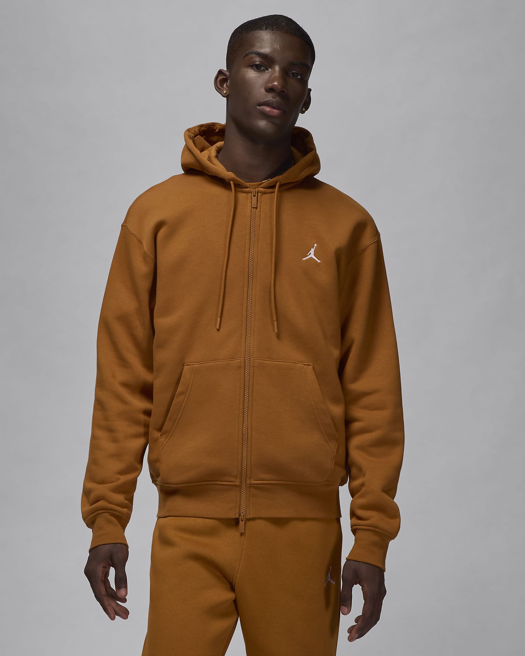 Jordan Brooklyn Fleece Sudadera con capucha y cremallera completa - Hombre - Desert Bronze/Blanco