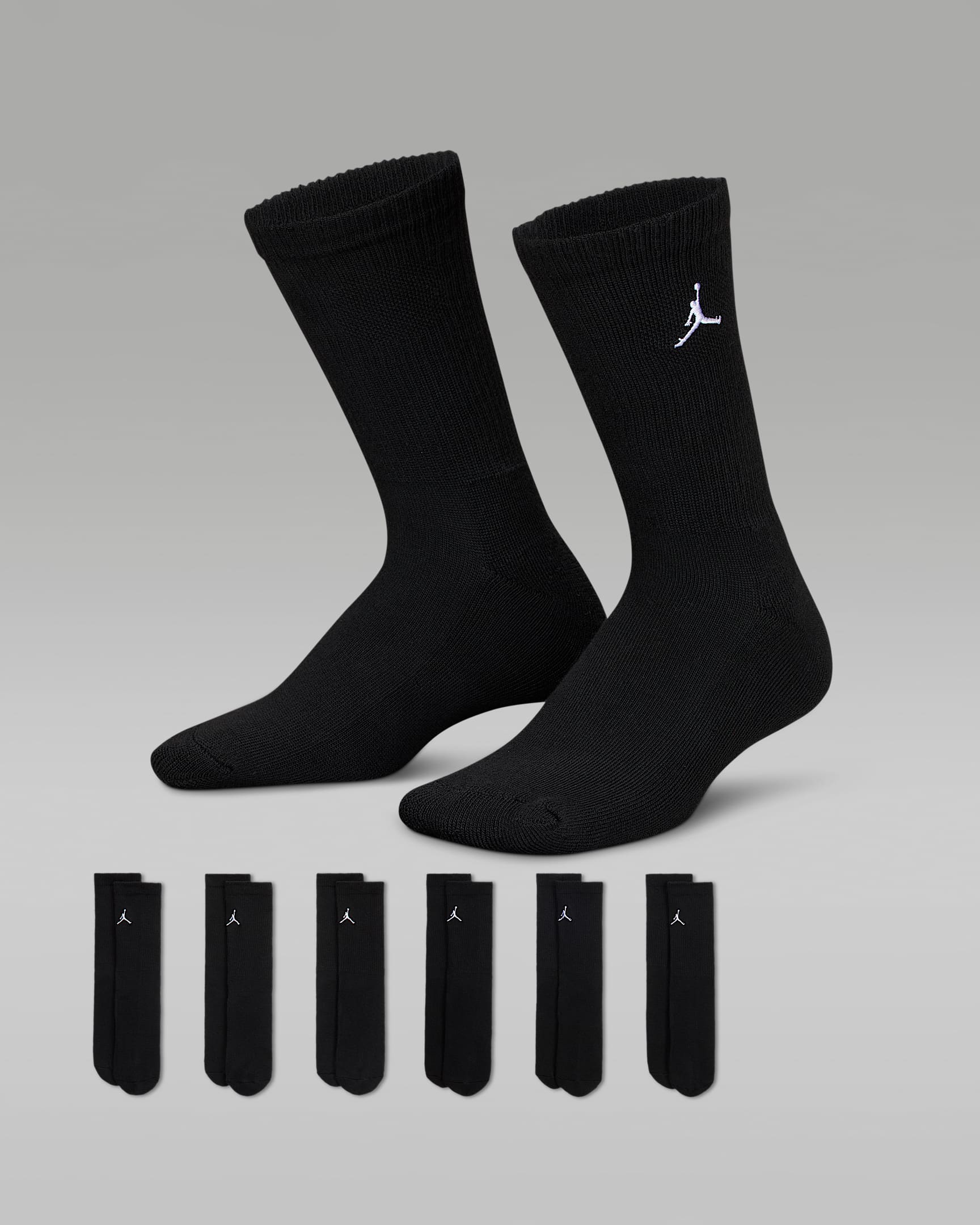Jordan Everyday Essentials Big Kids' Crew Socks (6 Pairs) - Black