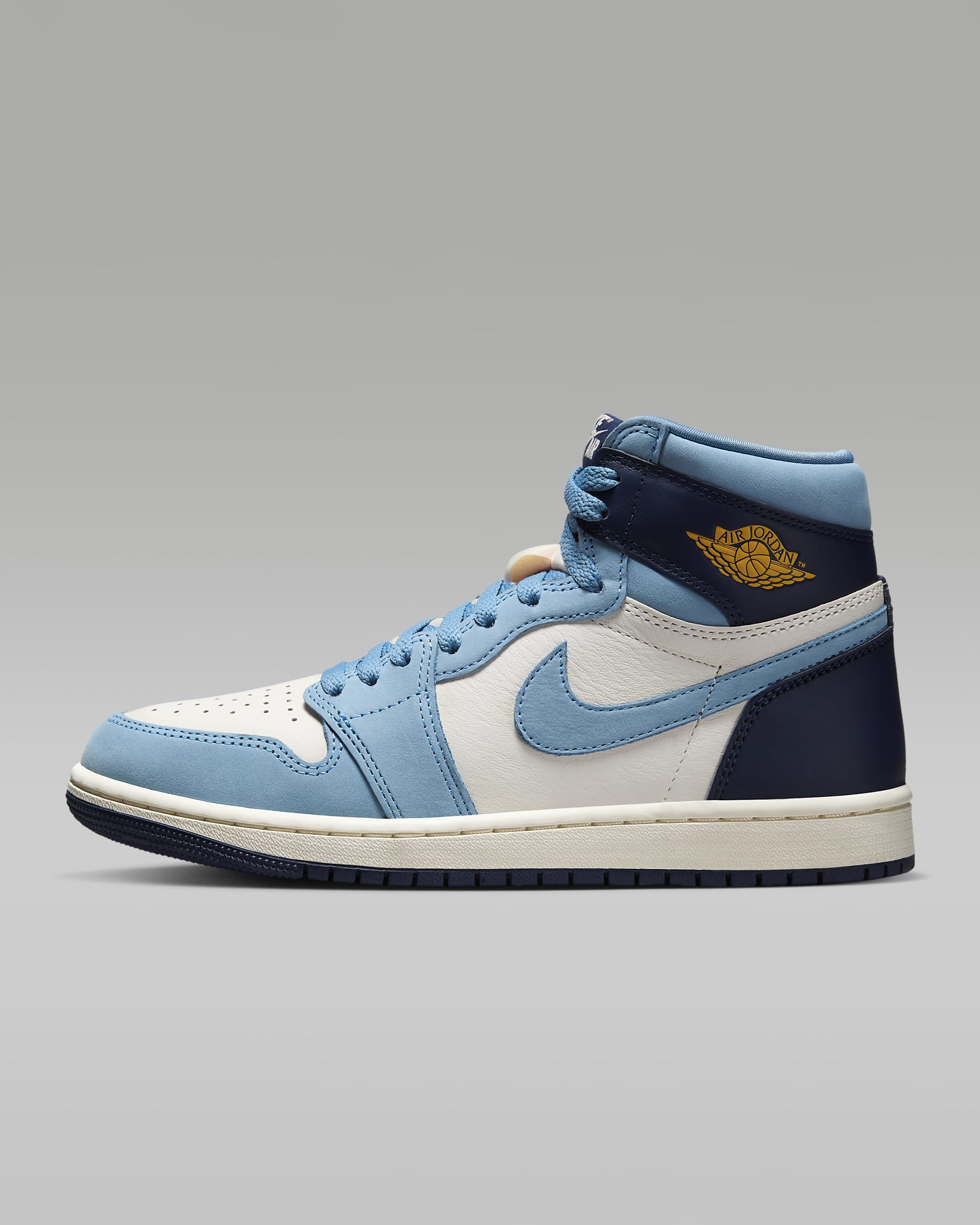 Air Jordan 1 Retro High OG "First in Flight" Women's Shoes - University Blue/Sail/Midnight Navy/University Gold