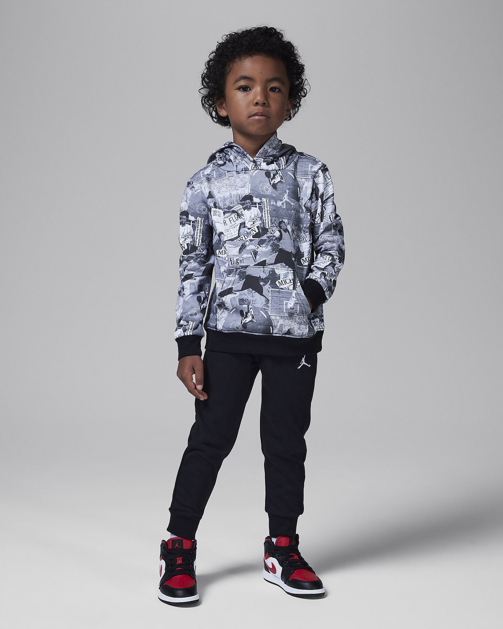 Jordan MJ Brooklyn Toddler 2-Piece Printed French Terry Hoodie Set - Black