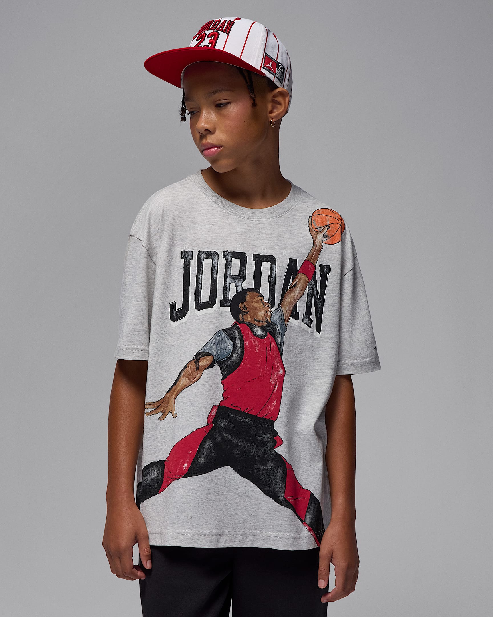 Jordan Big Kids' Sketch T-Shirt - Grey Heather