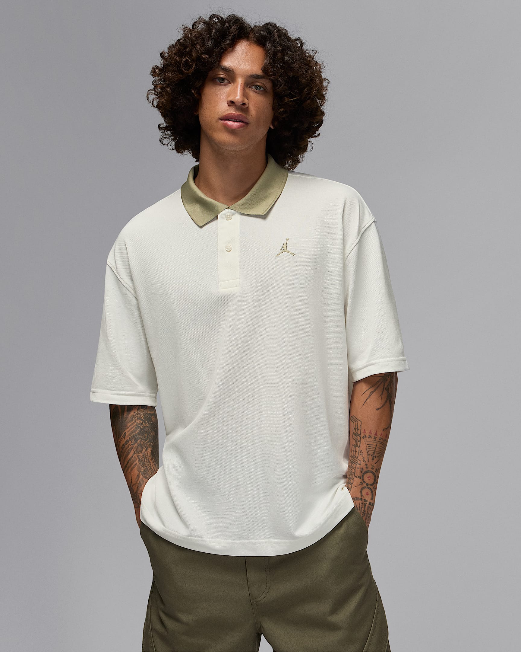 Jordan Brooklyn Men's Polo - Sail/Medium Khaki