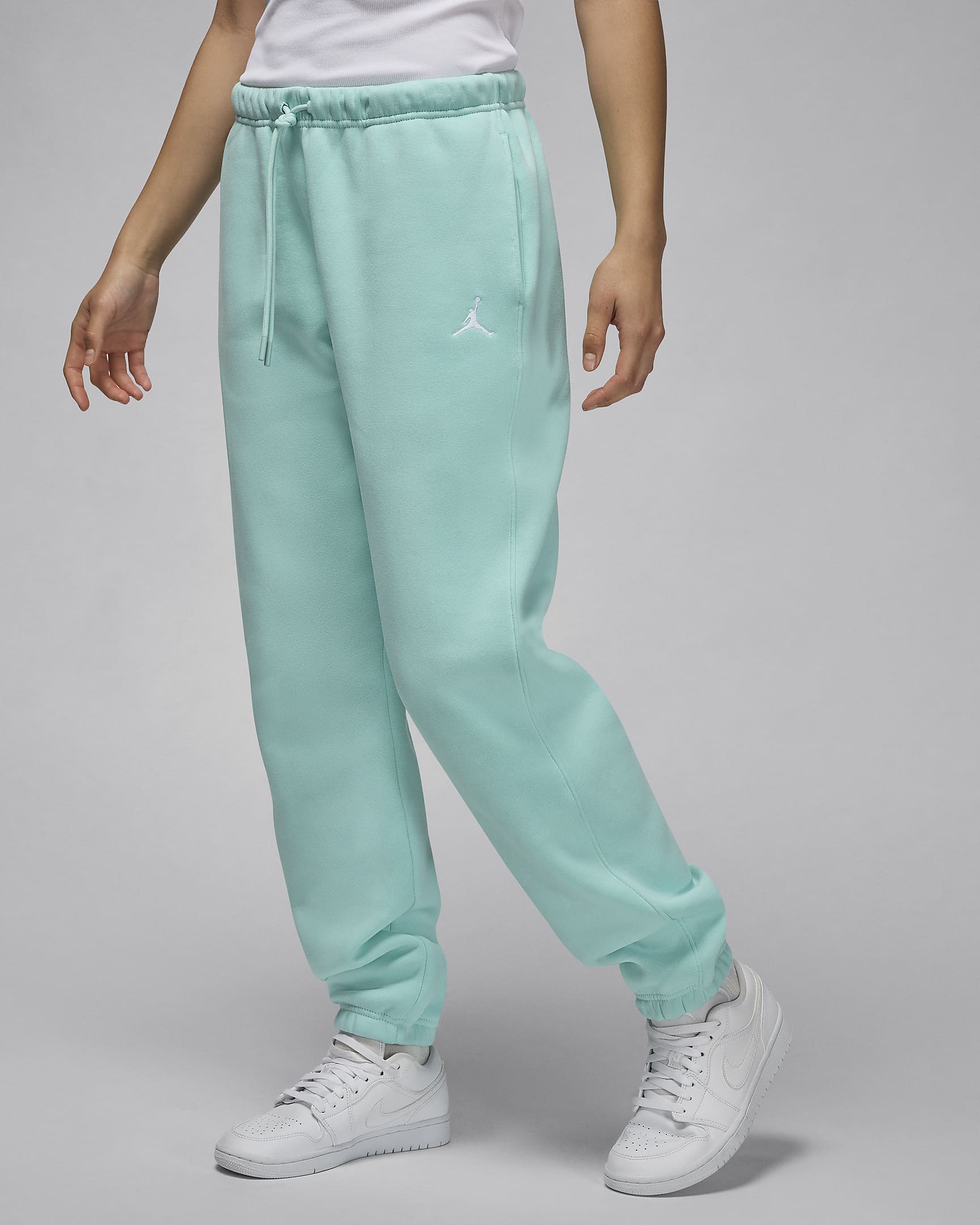 Calças Jordan Brooklyn Fleece para mulher - Light Dew/Branco