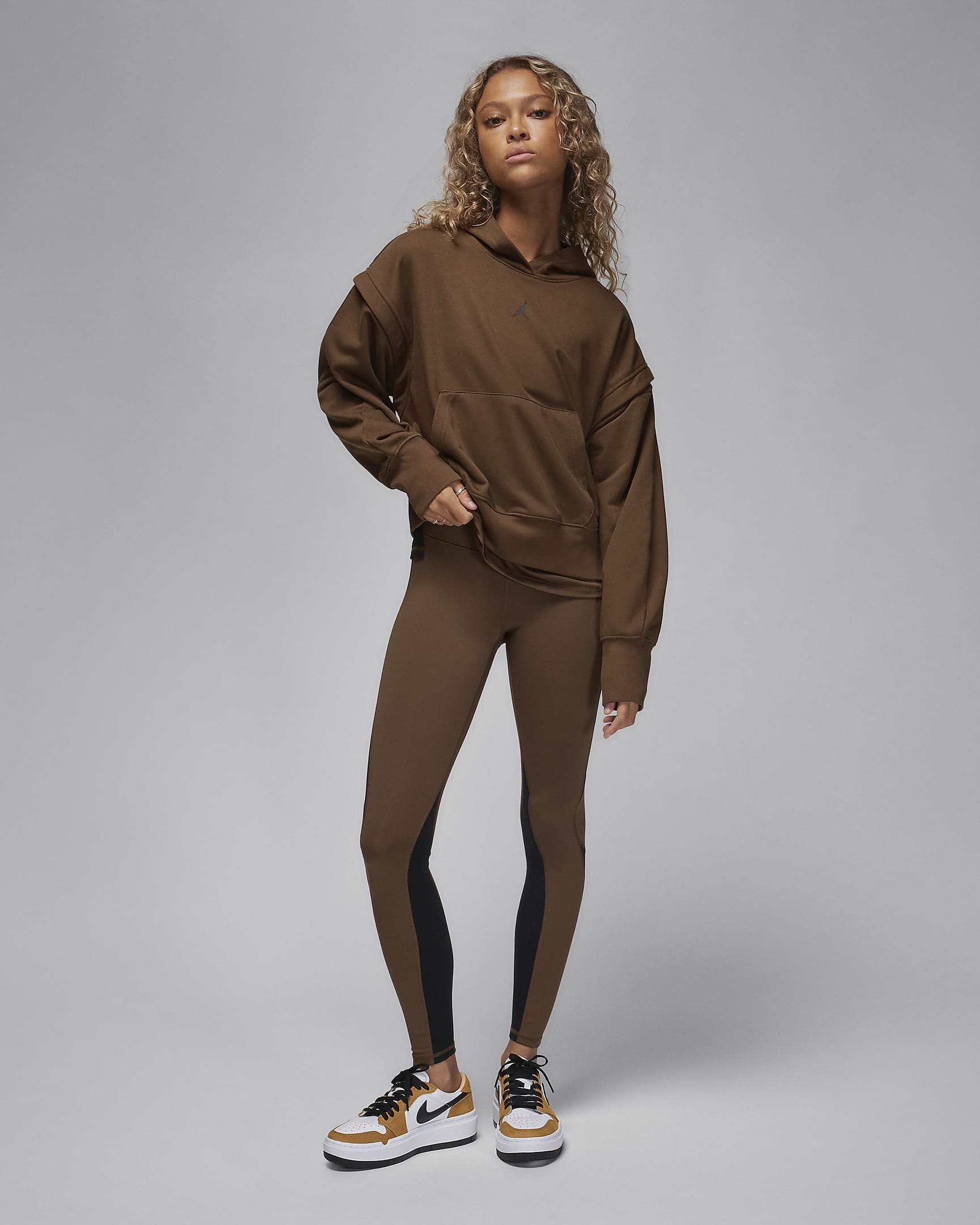 Sweat à capuche en tissu Fleece Jordan Sport pour femme - Cacao Wow/Noir