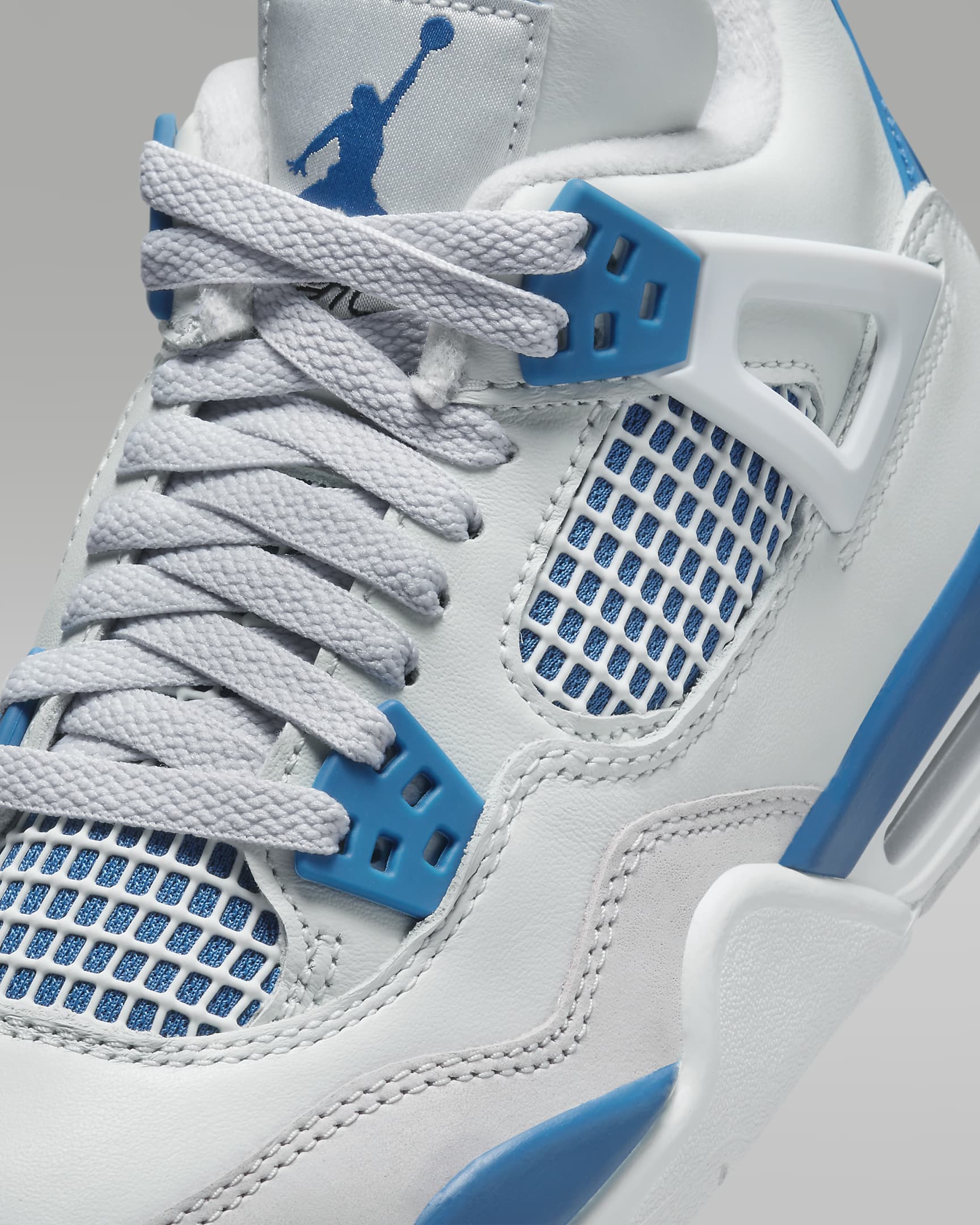 Air Jordan 4 Retro "Industrial Blue" Big Kids' Shoes - Off White/Neutral Grey/Military Blue