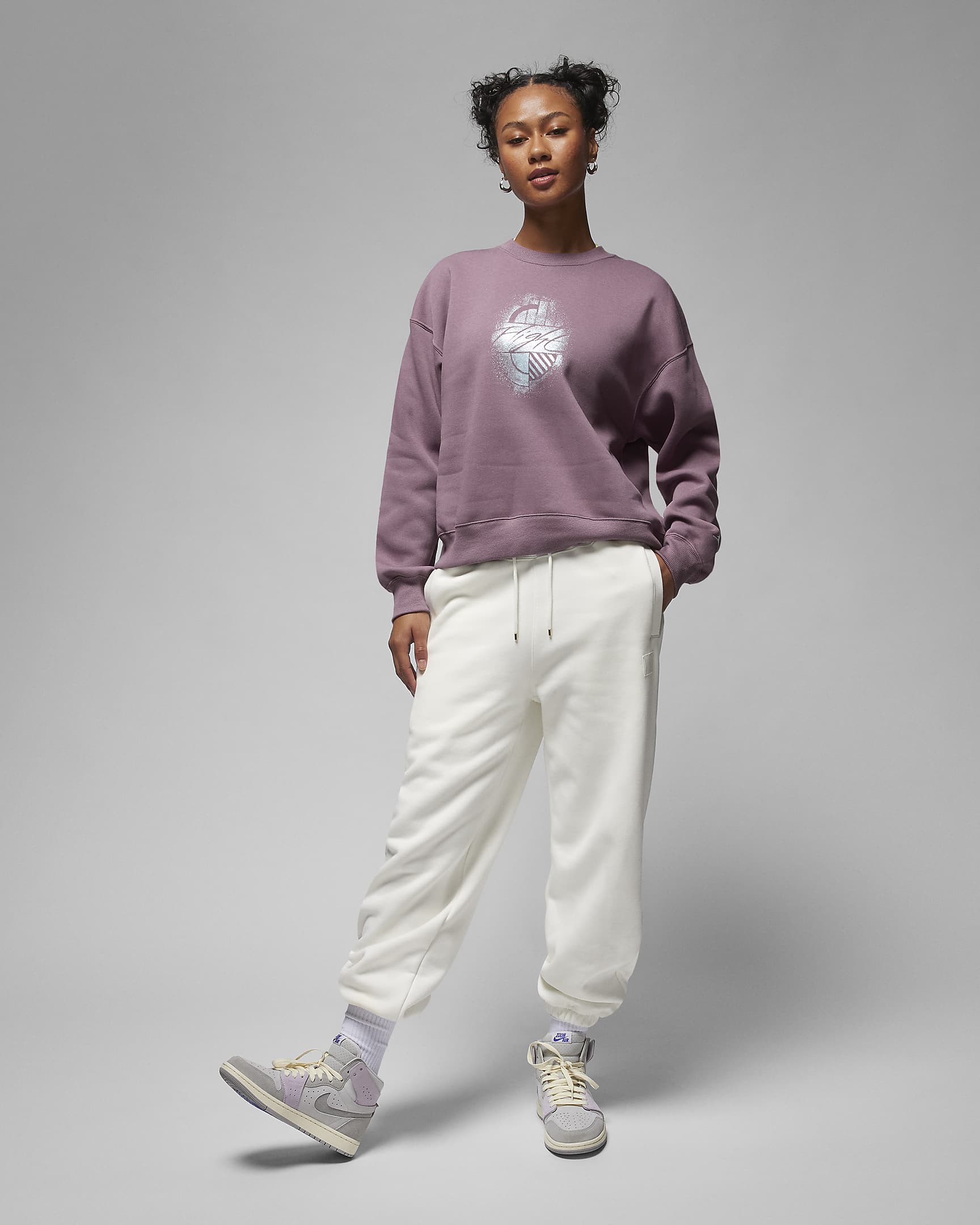 Sweatshirt de gola redonda com grafismo Jordan Brooklyn Fleece para mulher - Sky J Mauve