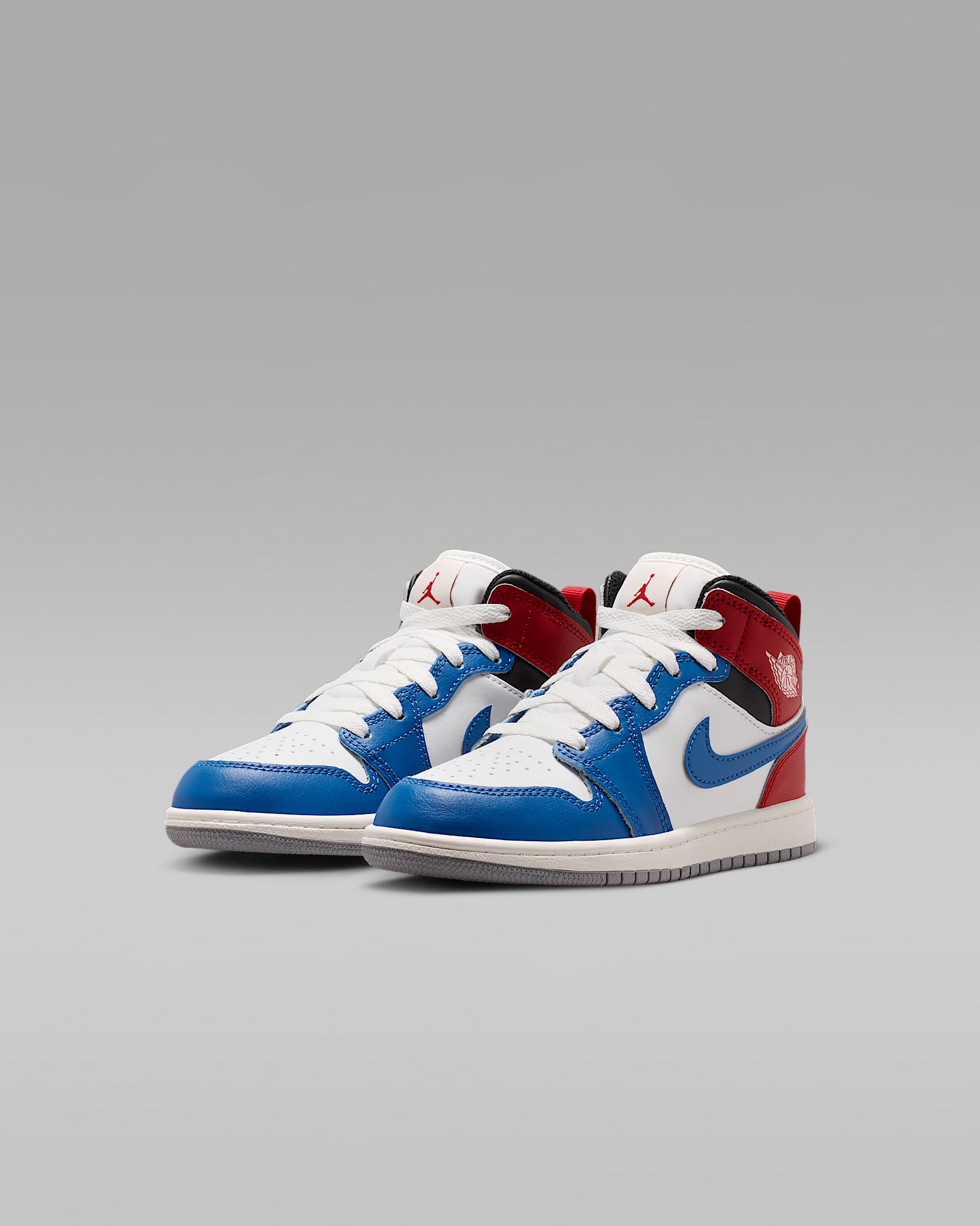 Jordan 1 Mid Younger Kids' Shoes - True Blue/Varsity Red/Black/Summit White