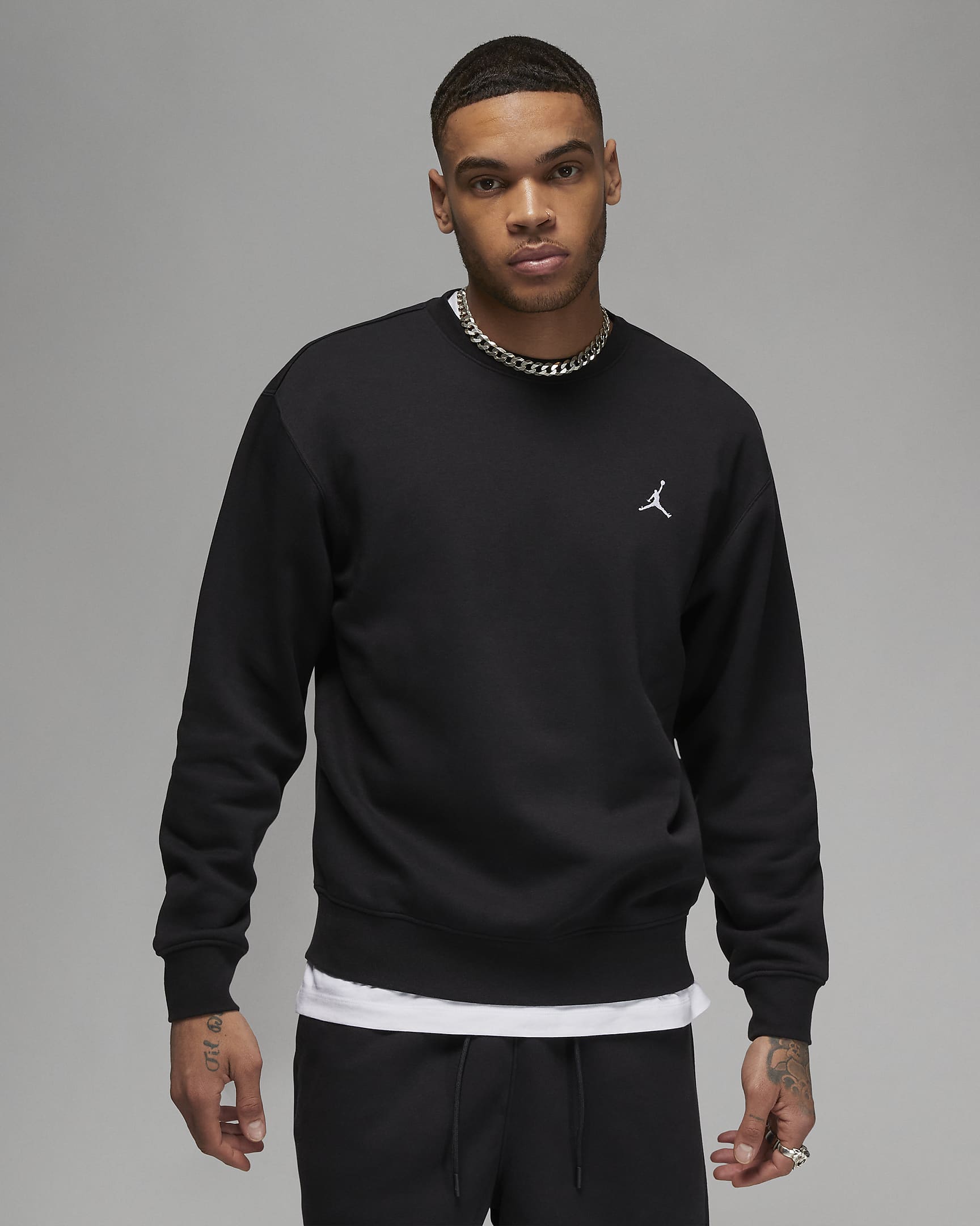 Jordan Brooklyn Fleece Sıfır Yakalı Erkek Sweatshirt'ü - Siyah/Beyaz