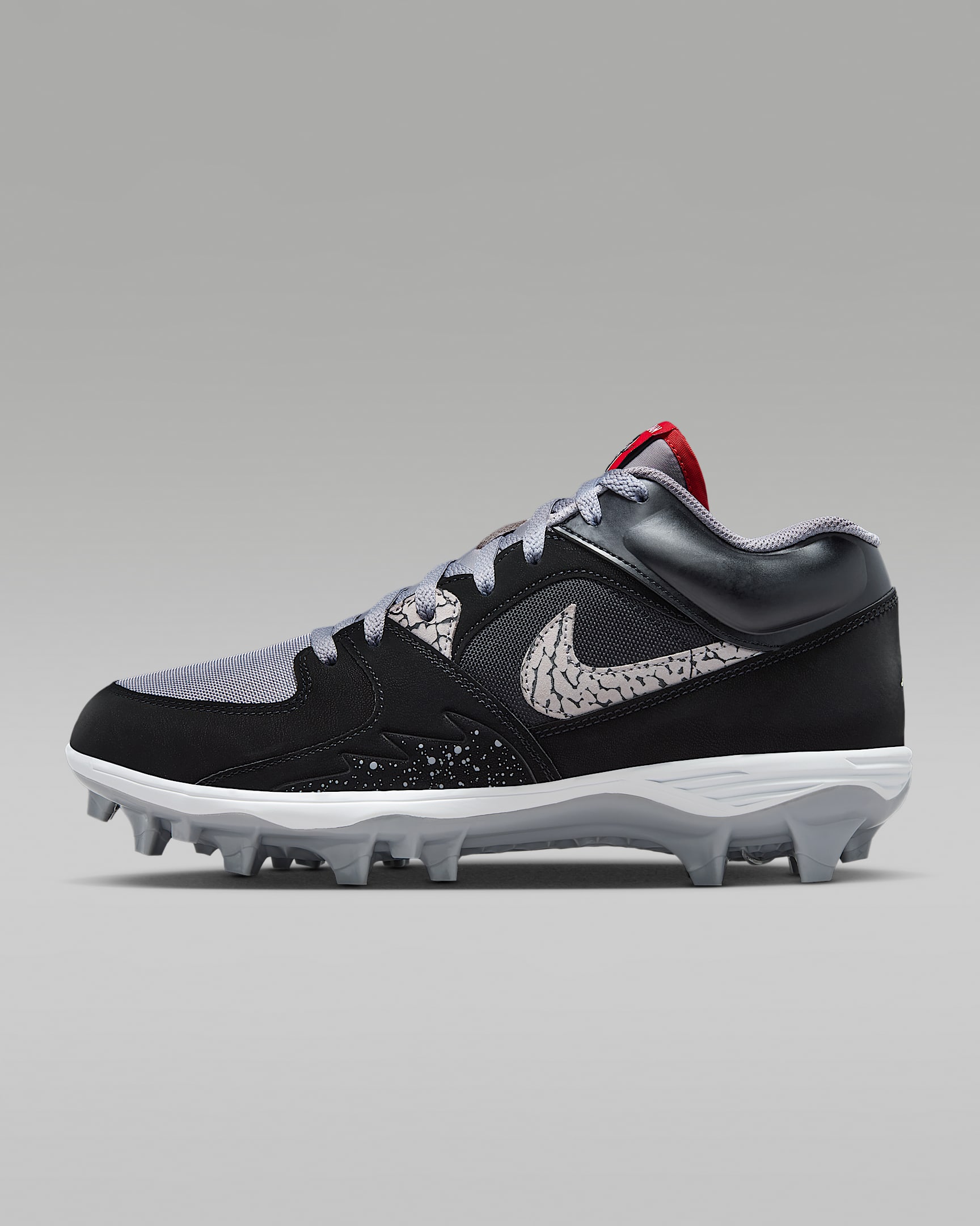 Jordan Stadium 90 Low TD Football Cleats - Black/Cement Grey/White/Fire Red
