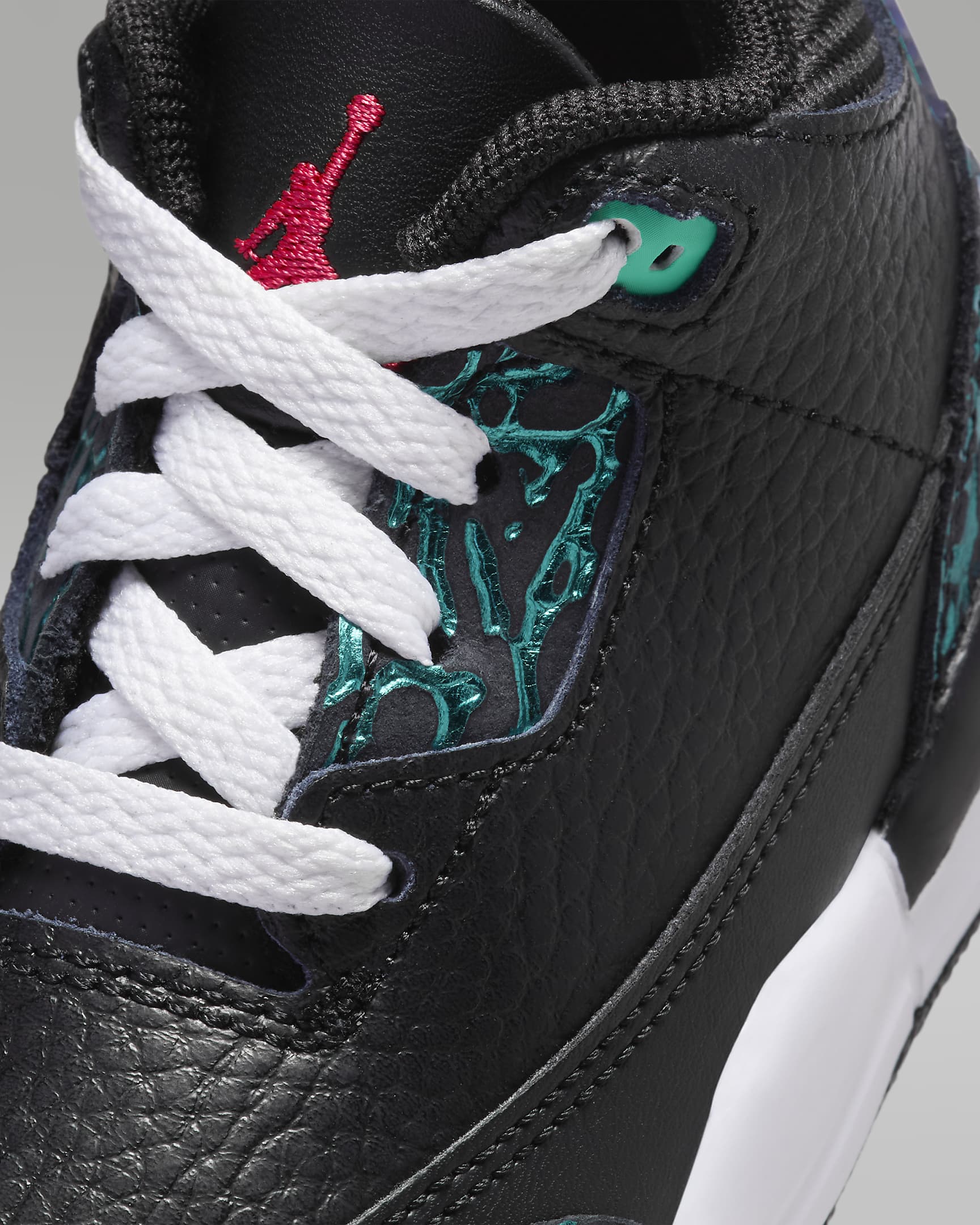 Jordan 3 Retro Baby/Toddler Shoes - Black/Hyper Jade/White/Siren Red