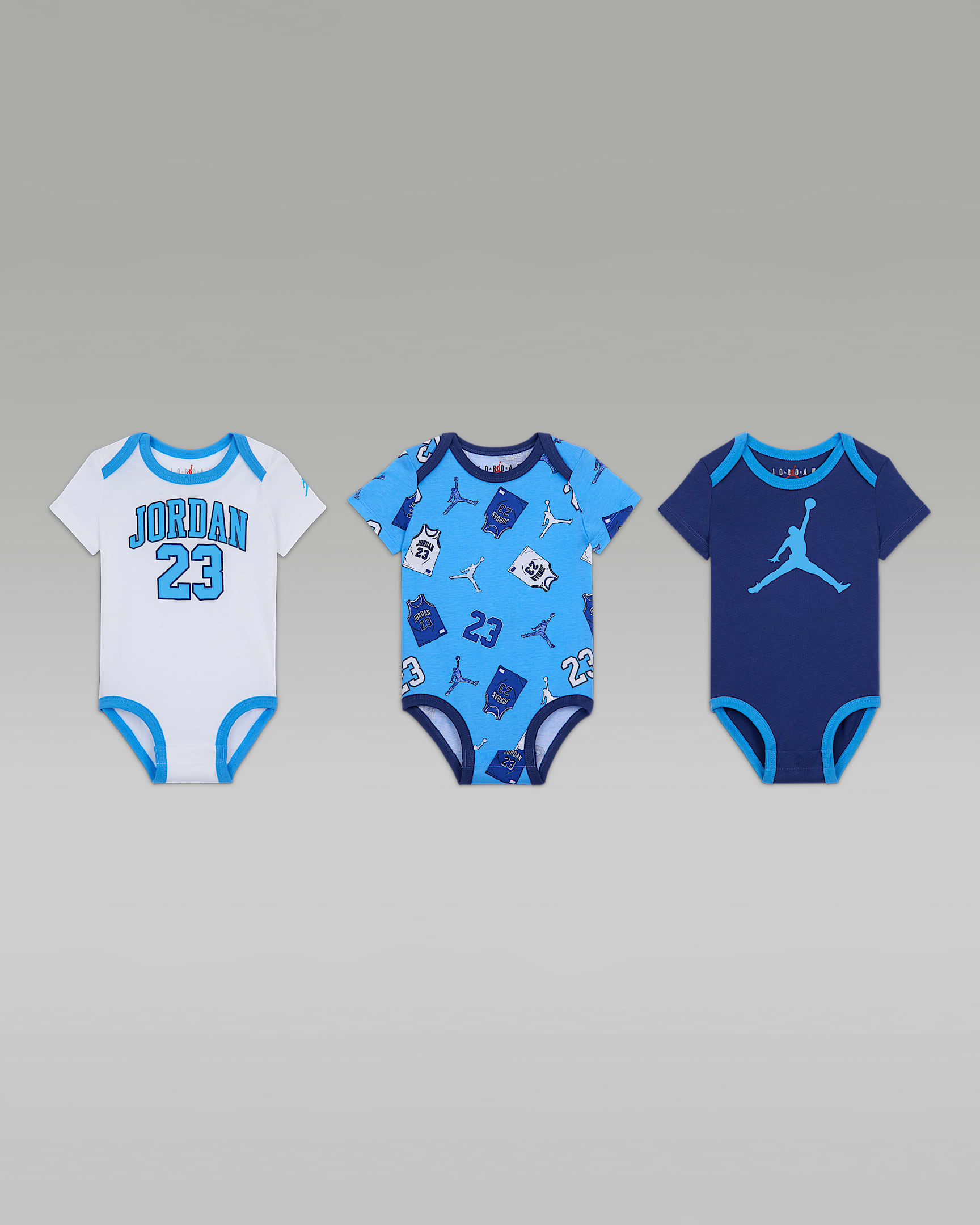 Jordan Baby (3-6M) 23 Jersey 3-Pack Bodysuits - University Blue