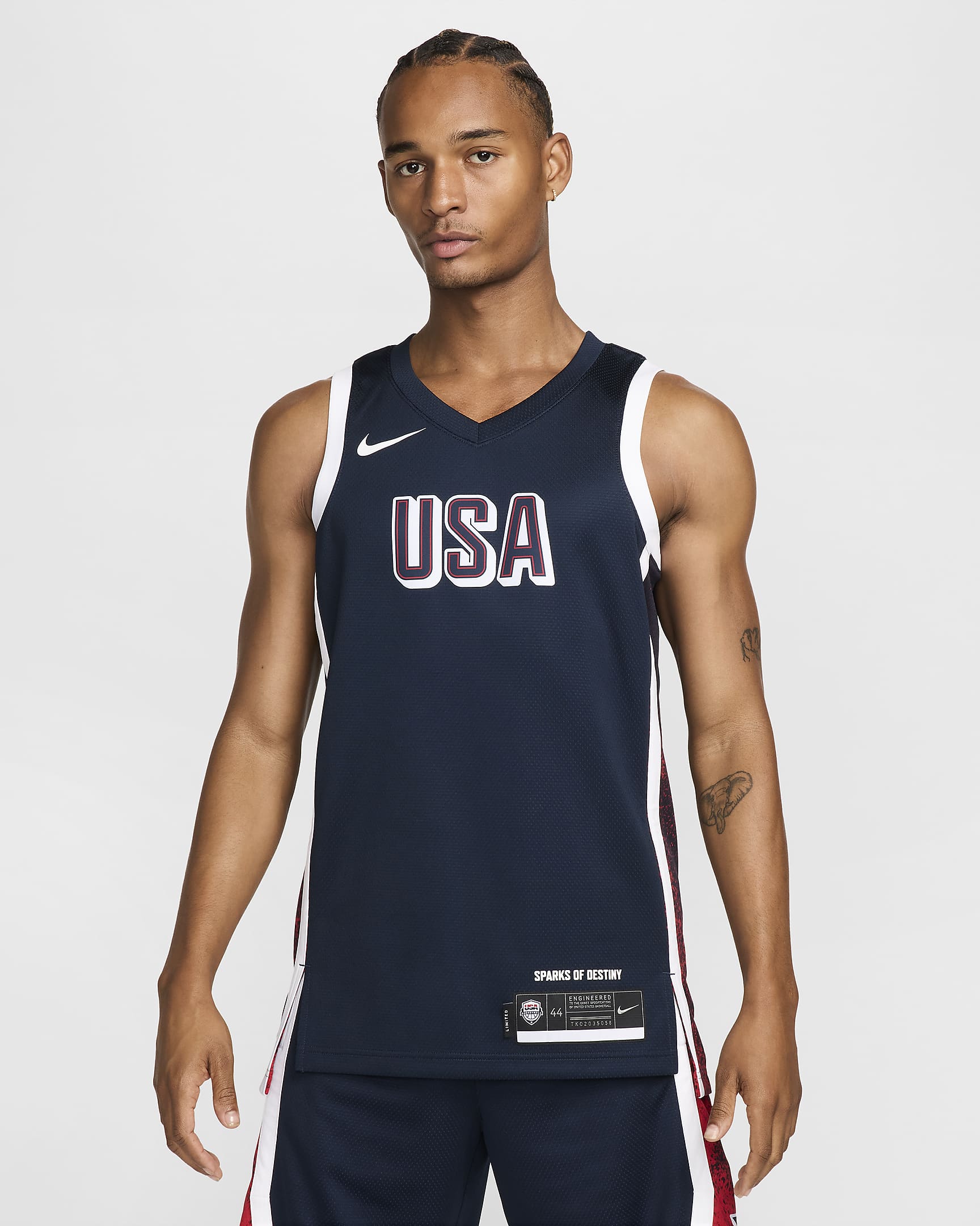 Camisola de basquetebol Nike USAB Limited Road para homem - Obsidian/Branco