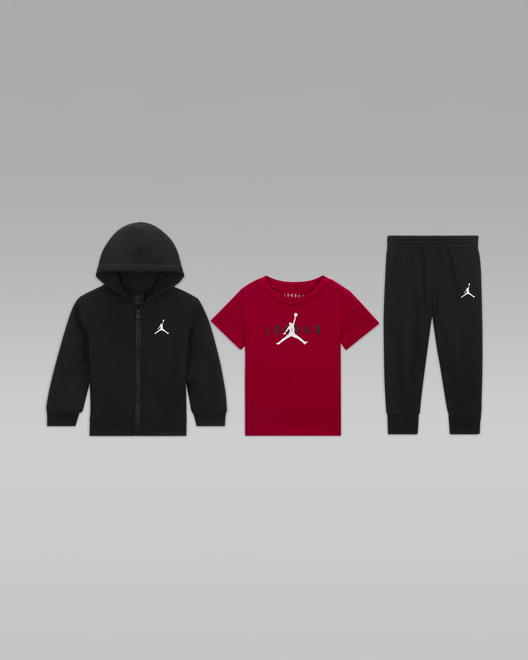 Σετ τριών τεμαχίων Jordan Essentials 3-Piece Full-Zip Boxed Set για βρέφη - Μαύρο