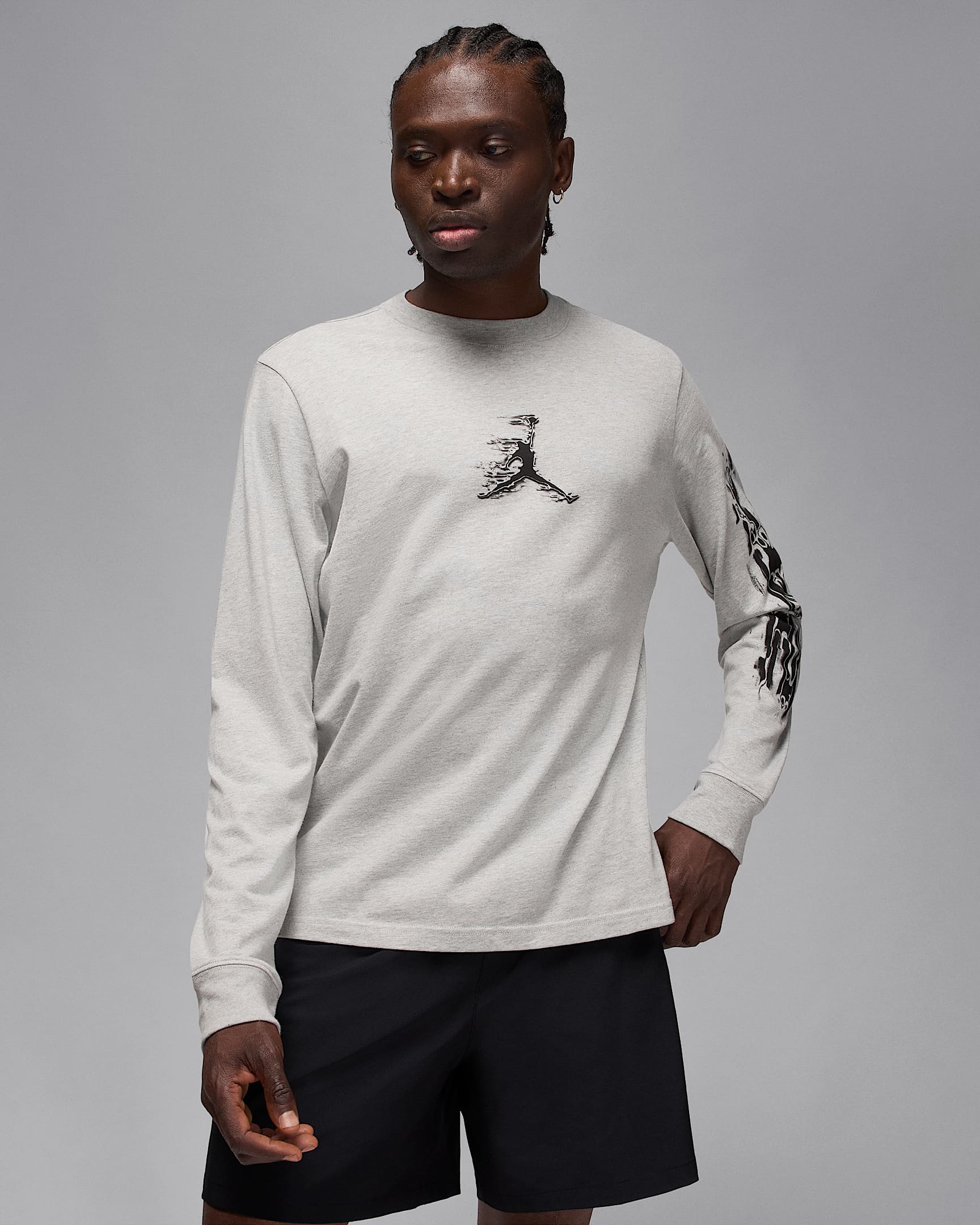Jordan Sport Men's Dri-Fit Long-Sleeve T-Shirt - Grey Heather/Black