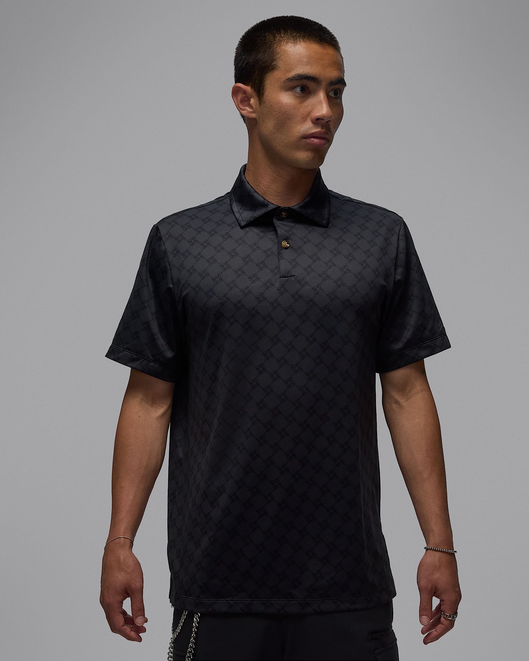 Jordan Sport Men's Printed Golf Polo - Black/Black