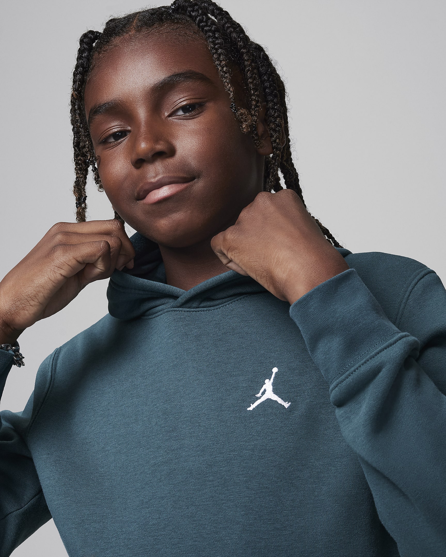 Jordan MJ Brooklyn Older Kids' Fleece Pullover Hoodie - Oxidised Green