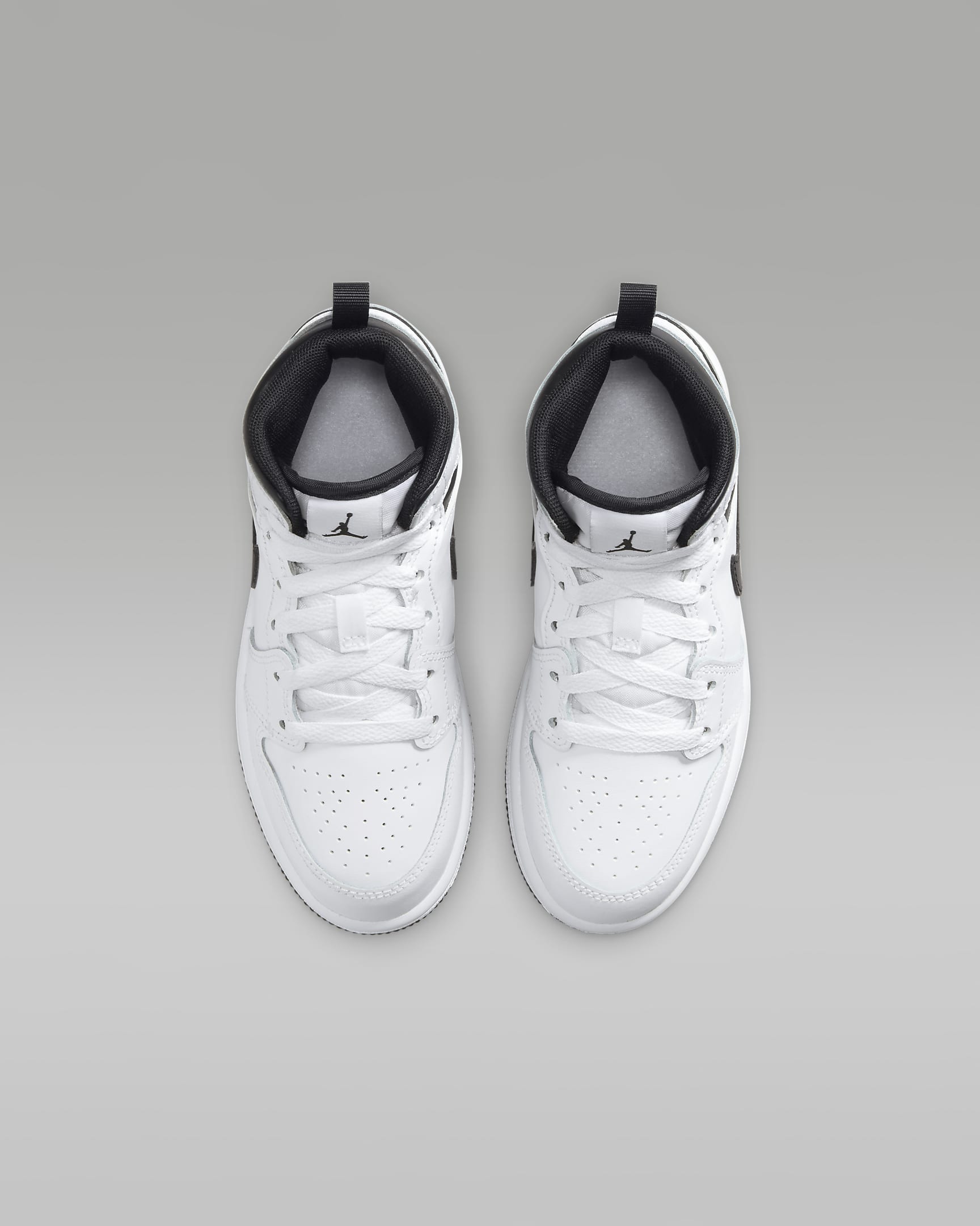 Jordan 1 Mid Little Kids' Shoes - White/White/Black/Black