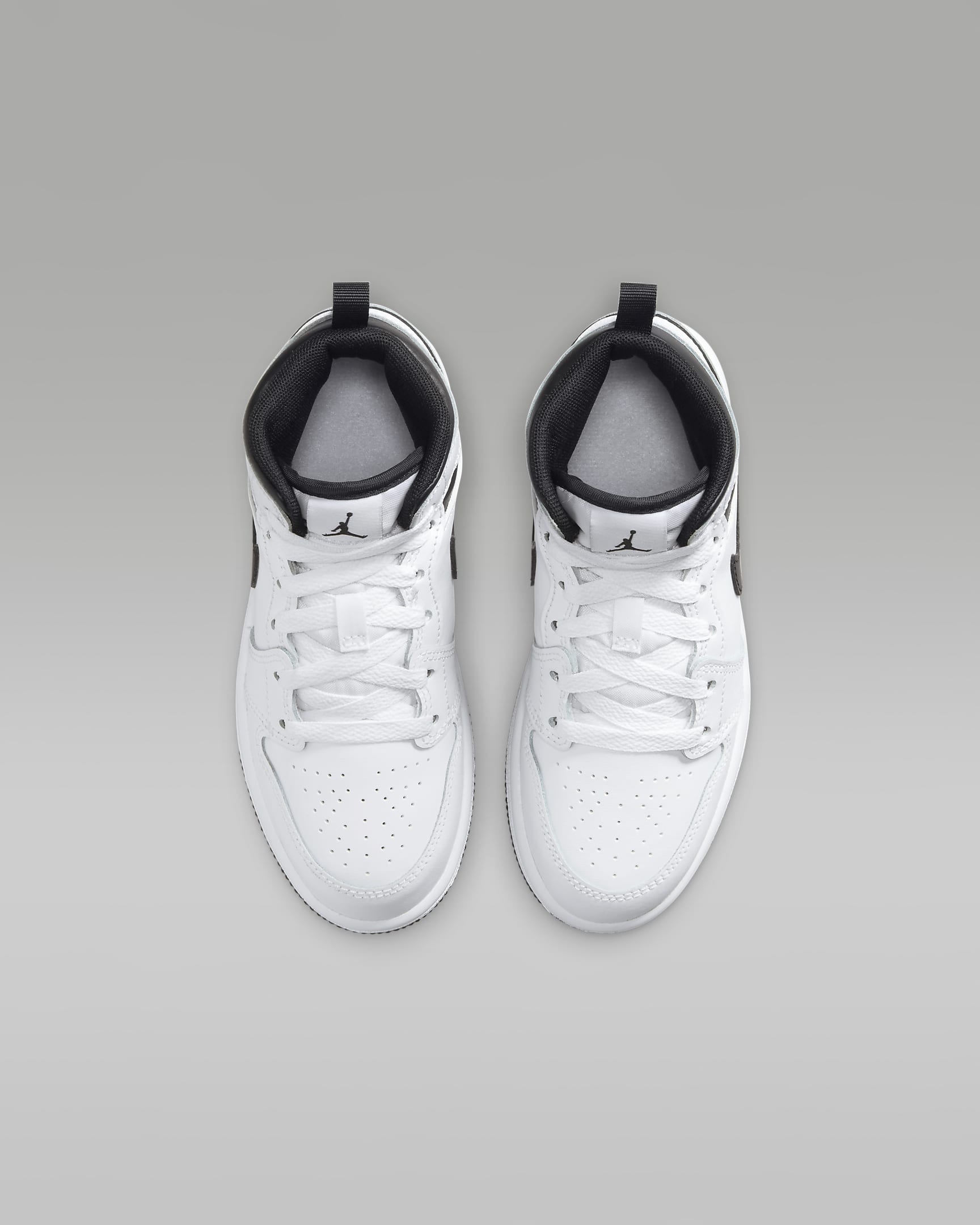 Tenis para niños de preescolar Jordan 1 Mid - Blanco/Blanco/Negro/Negro