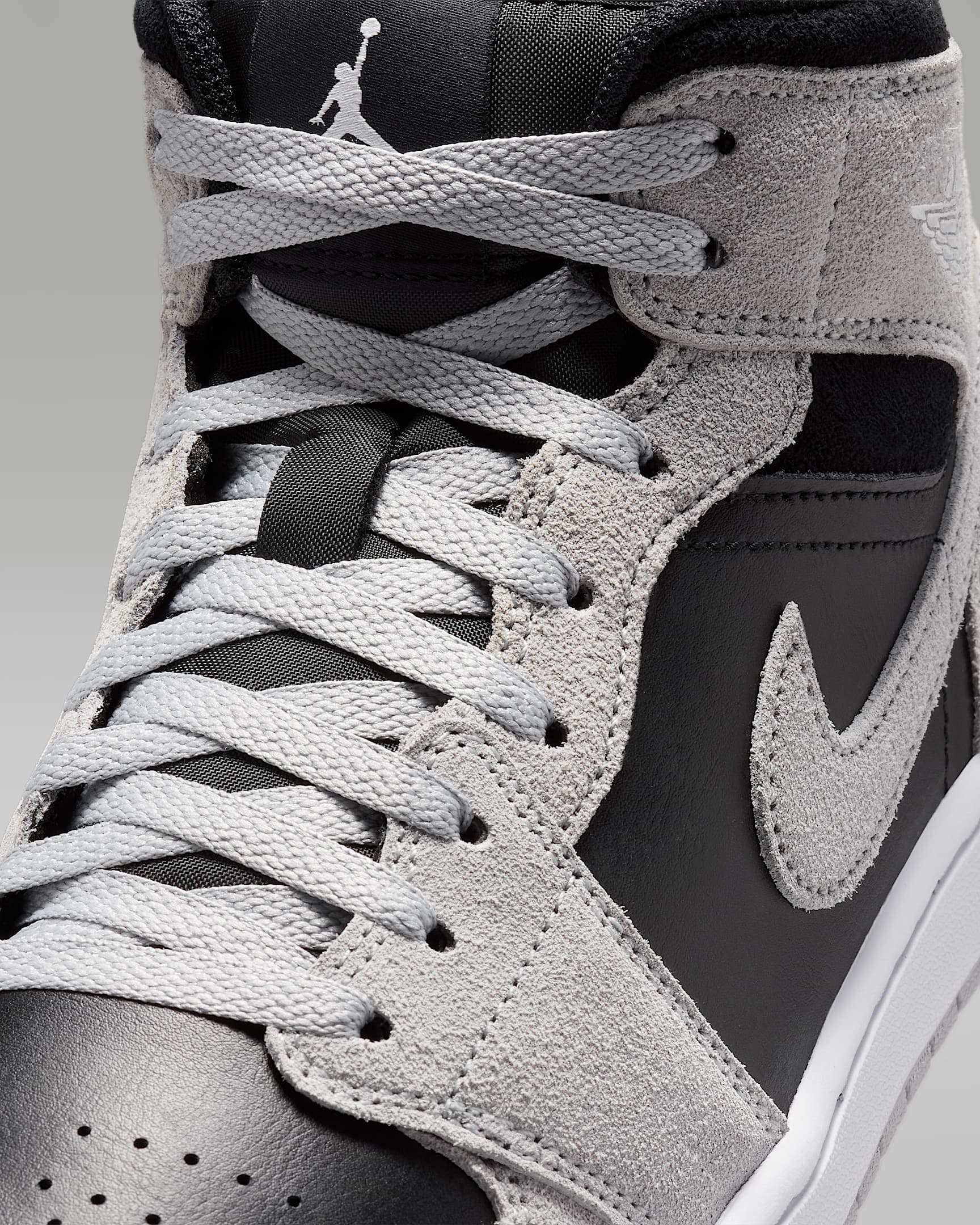 Air Jordan 1 Mid Men's Shoes - Light Smoke Grey/Black/White